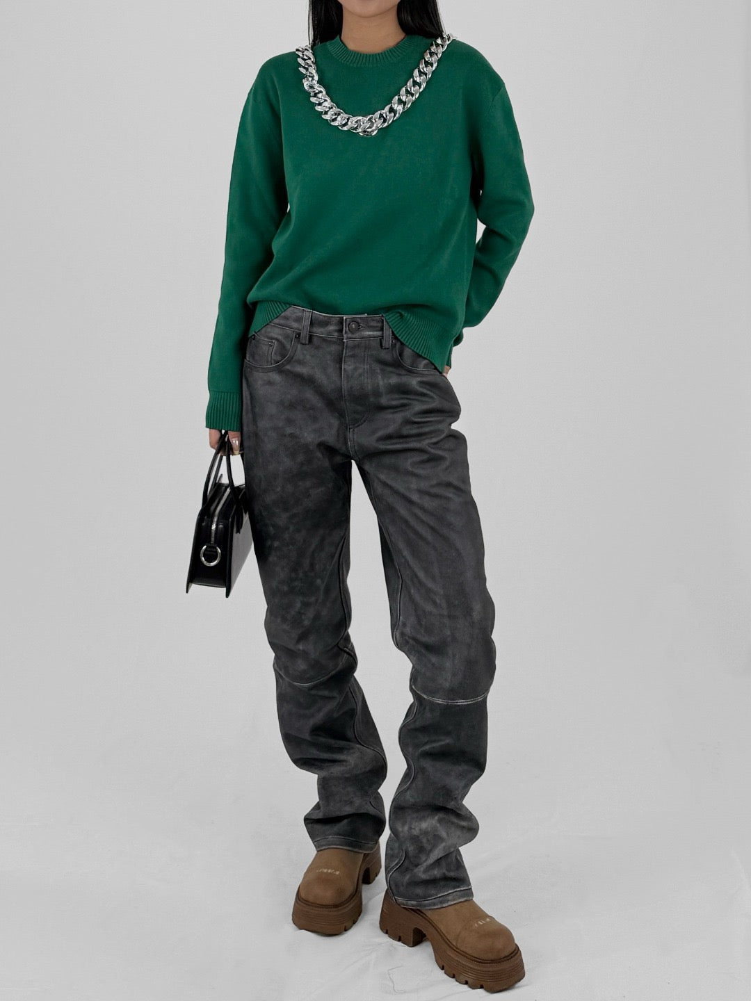 KUSIKOHC - Black Leather Pants - SS25 - BLACK