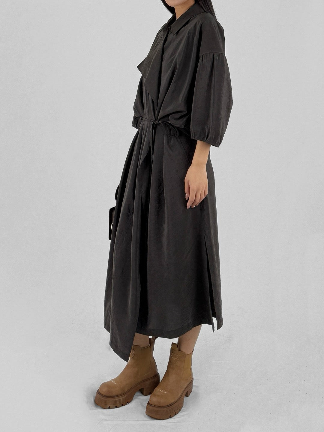 LEMAIRE - Asymmetrical Shirt Dress - SS25 - DARKESPRESSO