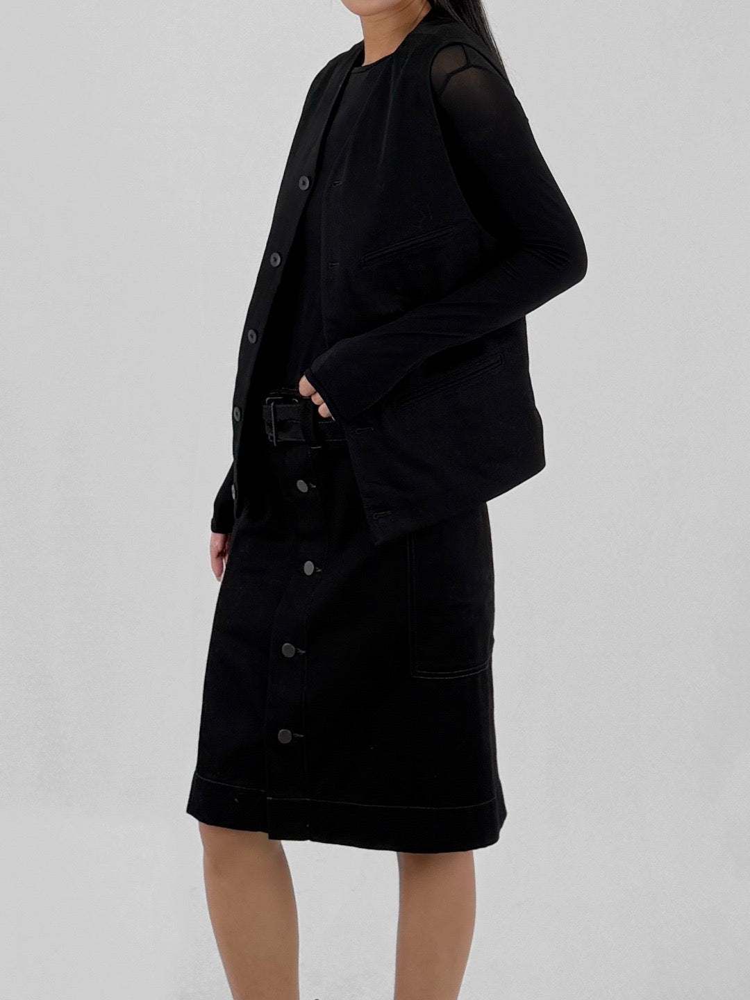 LEMAIRE Black Belted Apron Skirts