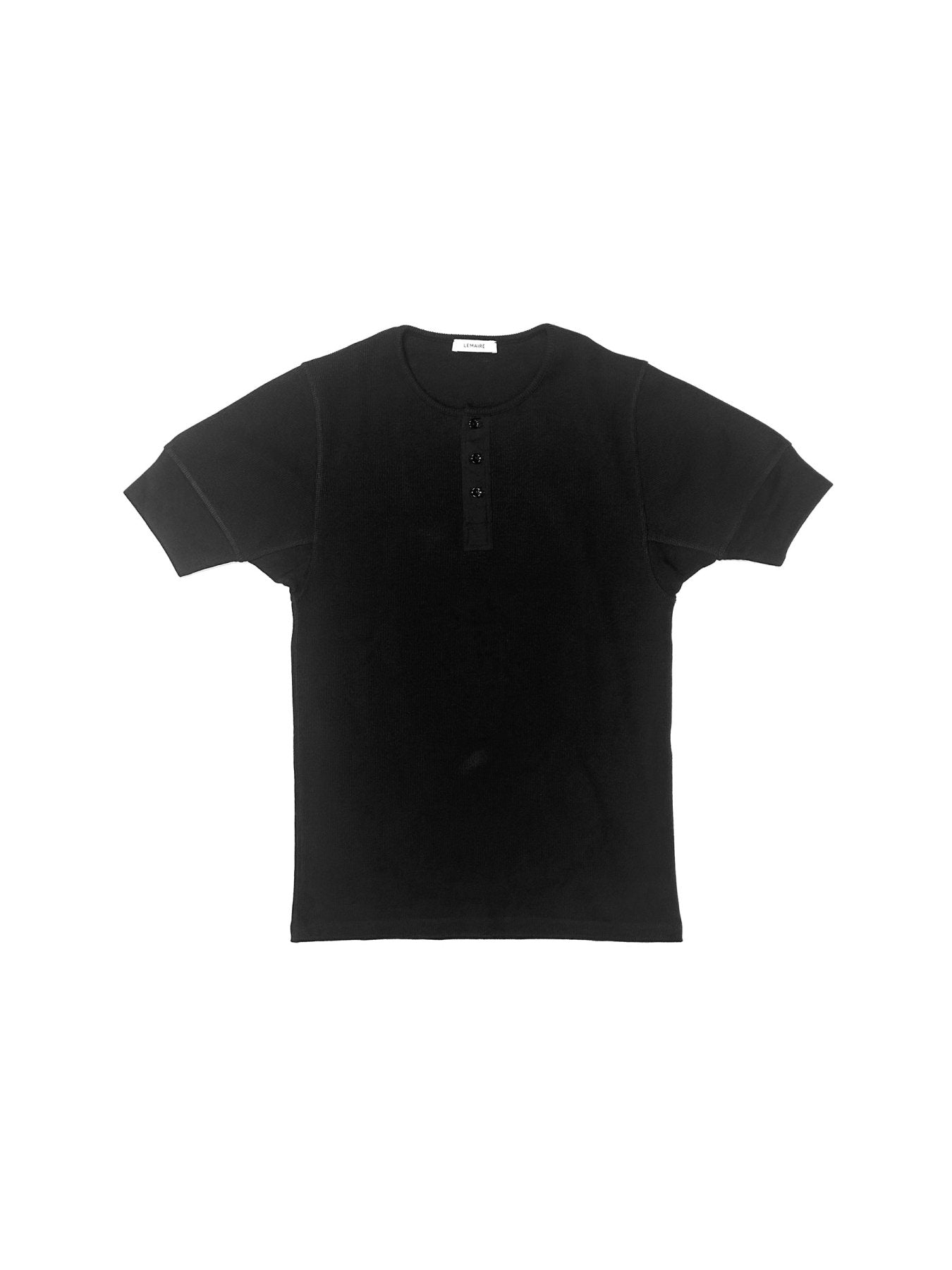 LEMAIRE Black Rib Henley Top