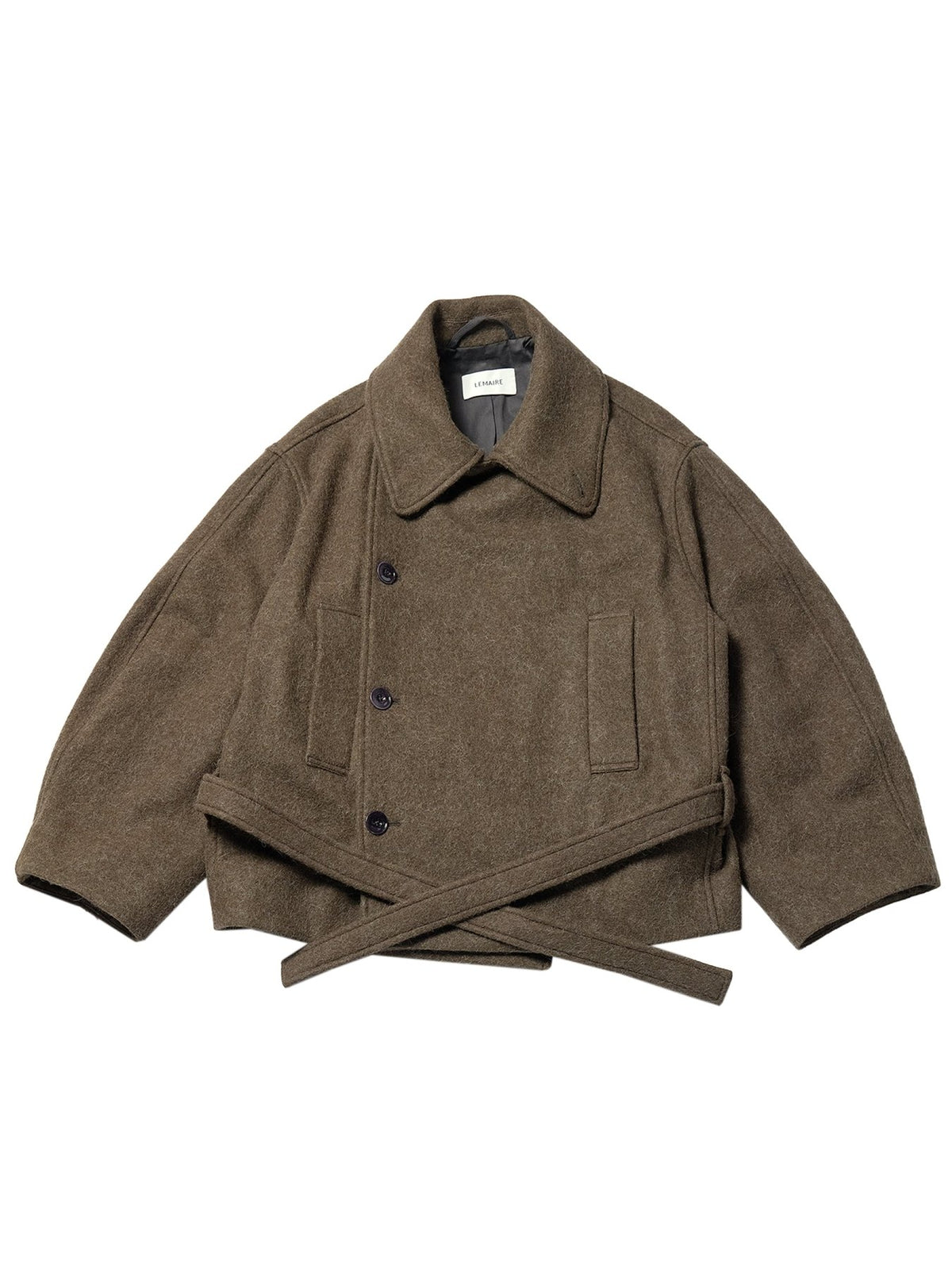 LEMAIRE Brown Short Wrap Coat