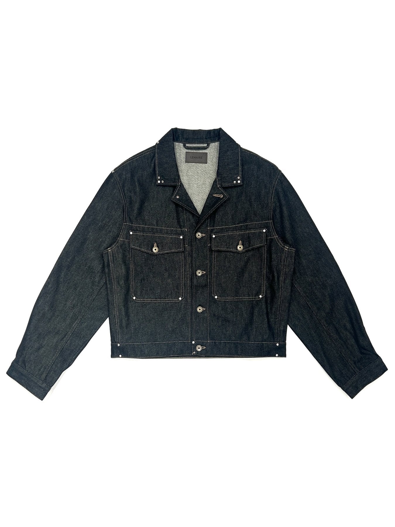 LEMAIRE Grey Trucker Jacket With Studs