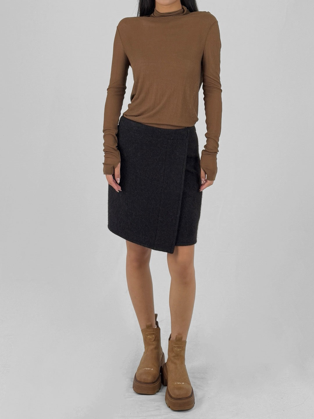 LEMAIRE - Wrapover Skirt - AW25 - BK999 BLACK