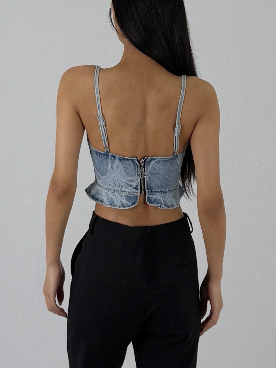 LOUIS CHEN Baby Blue Laser Denim Tank Tops