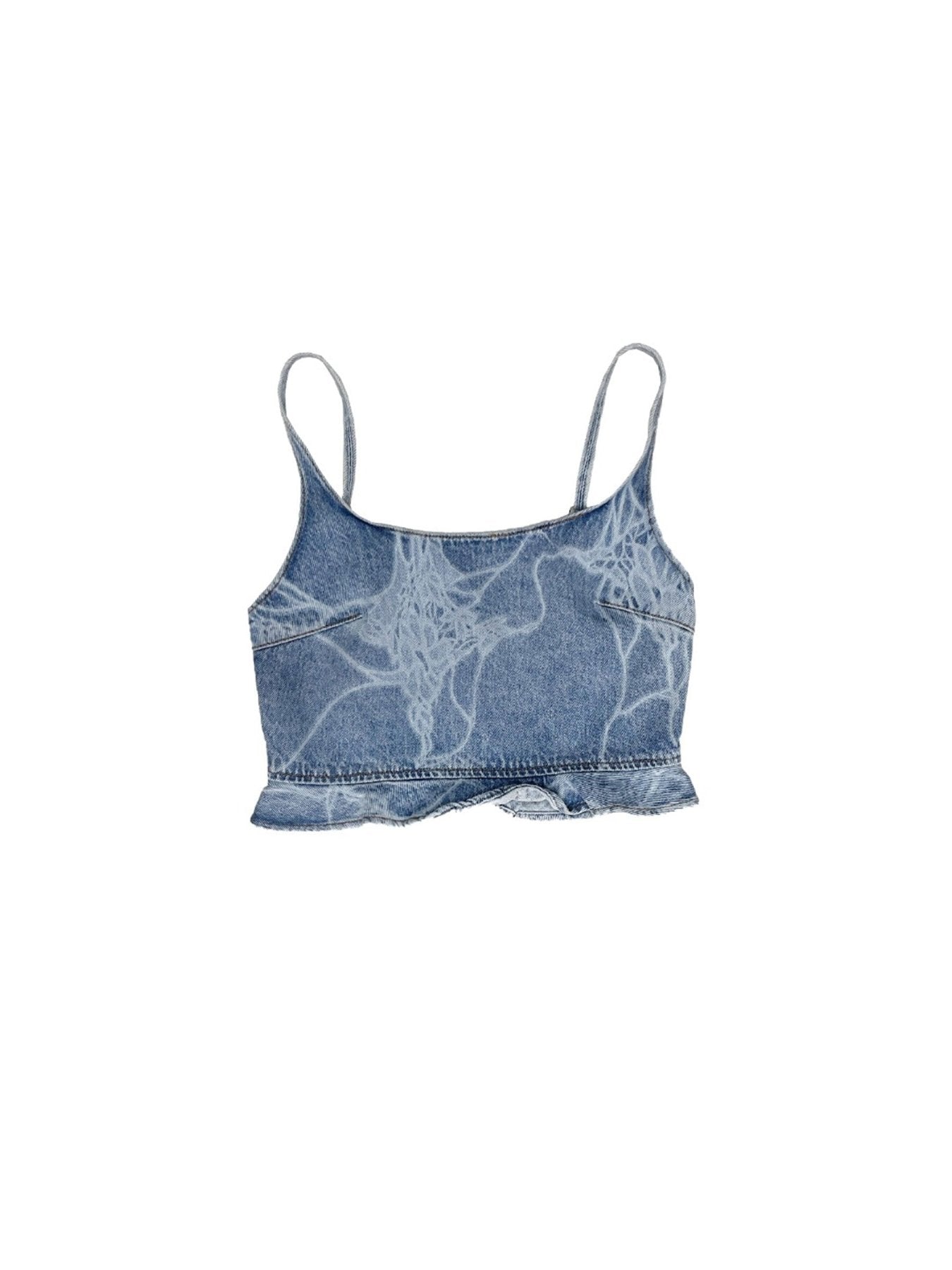 LOUIS CHEN Baby Blue Laser Denim Tank Tops