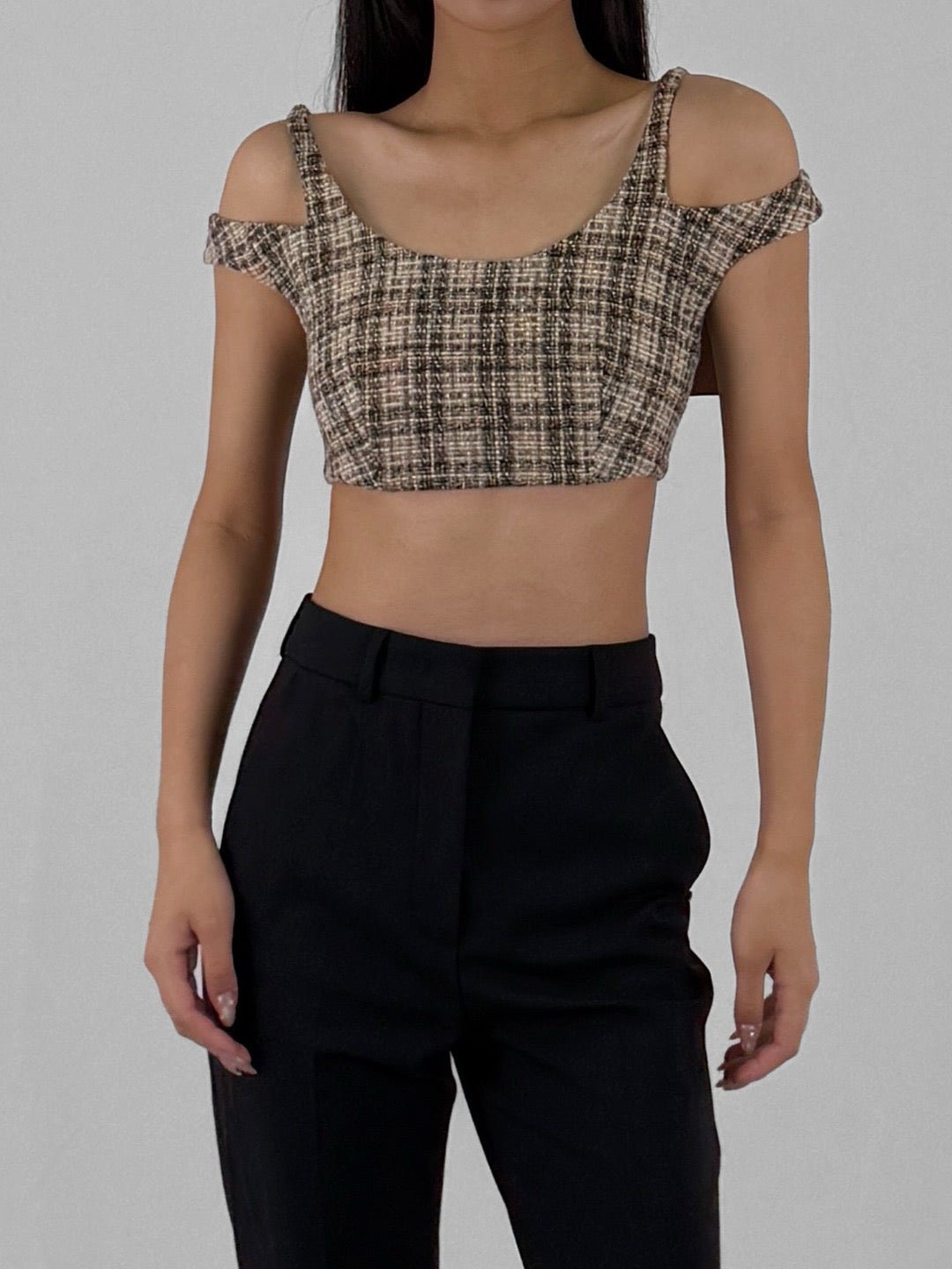LOUIS CHEN Multi Color Crown Tweed Tank Tops