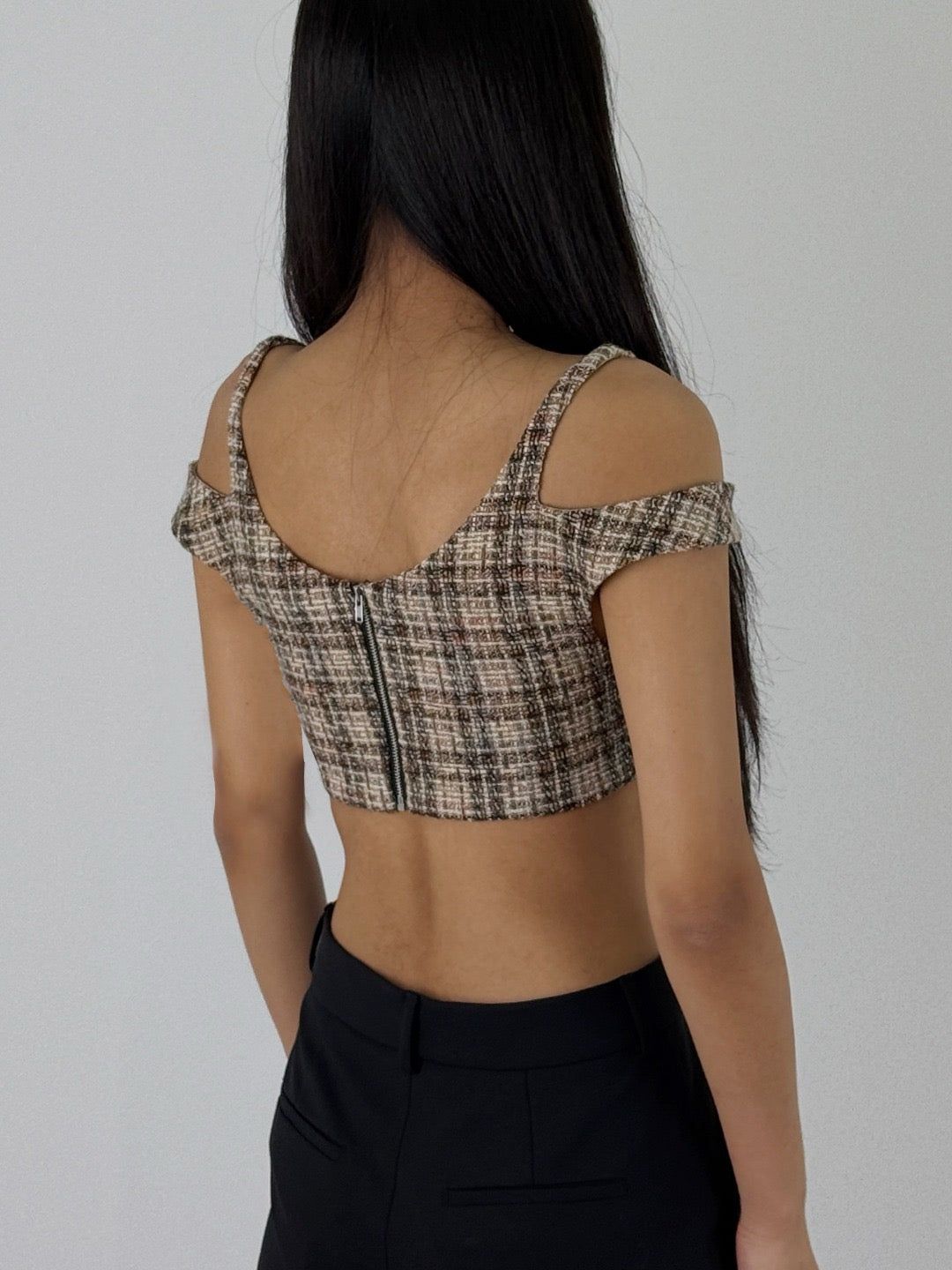 LOUIS CHEN Multi Color Crown Tweed Tank Tops
