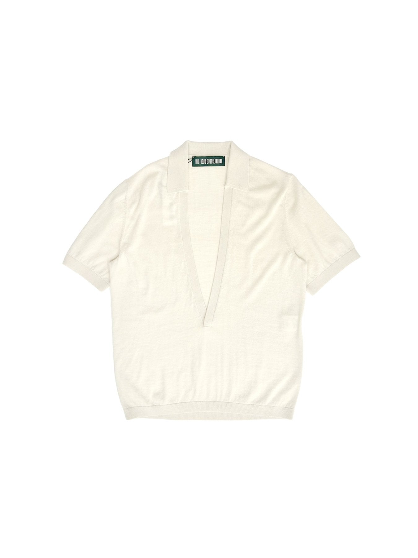 LOUIS GABRIEL NOUCHI Beige Wool V Neck Polo