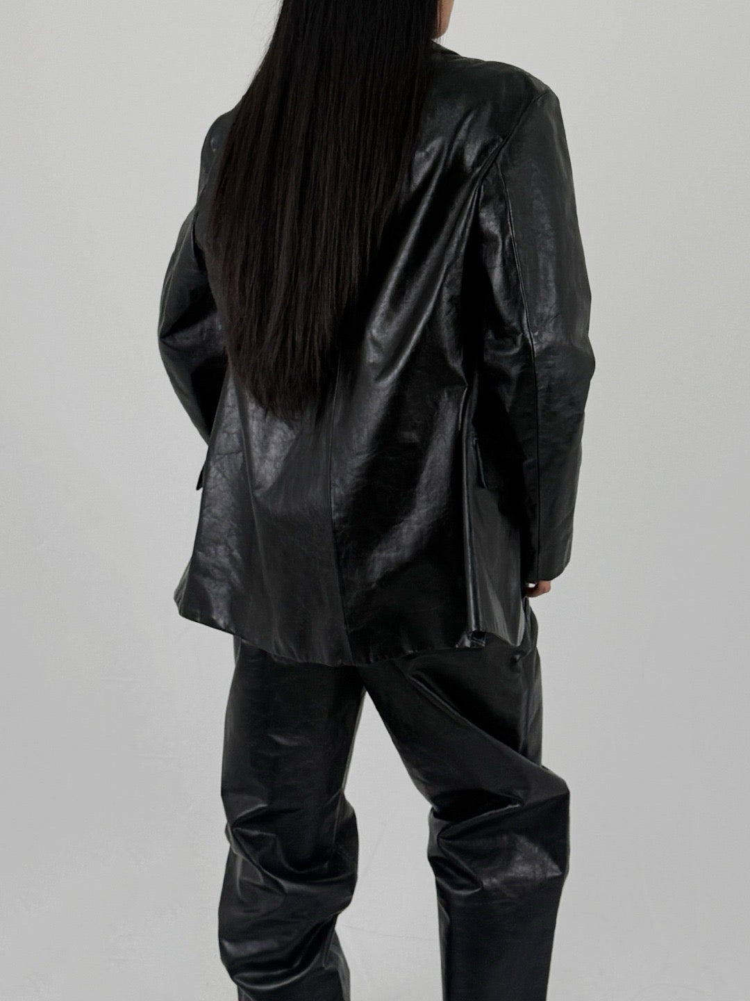 LOUIS GABRIEL NOUCHI - Classic Fit Blazer Jacket In Leather - SS25 - RIDER BLACK - MACHINE-A