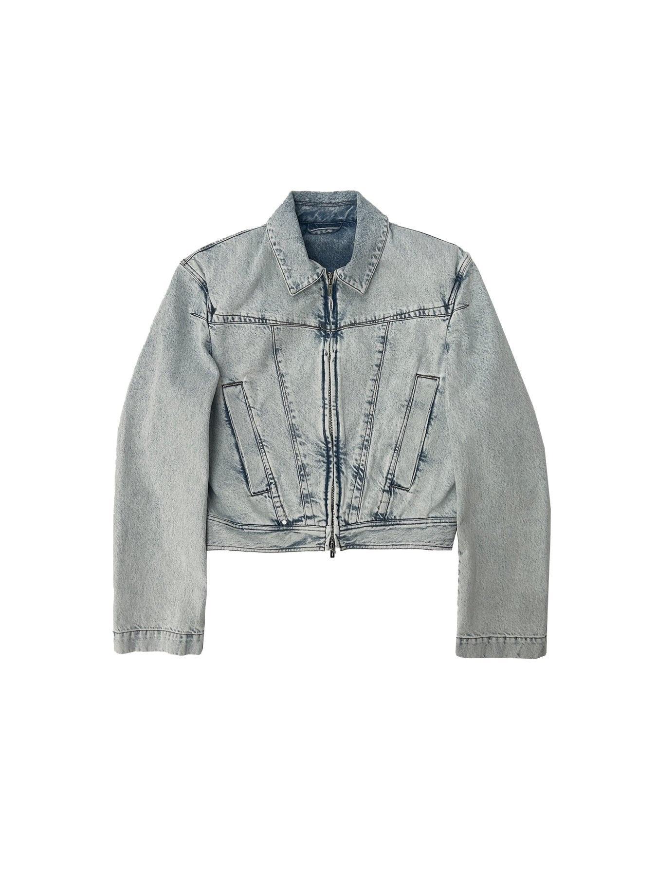 LOUIS GABRIEL NOUCHI Denim Wide Shoulder Zipped Jacket