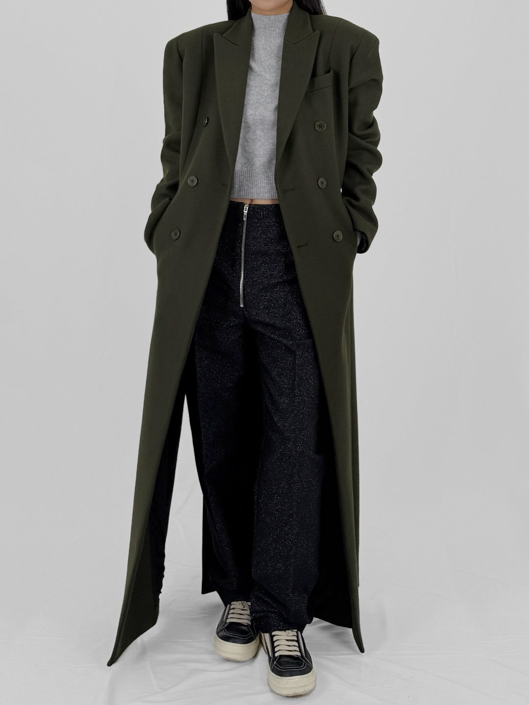LOUIS GABRIEL NOUCHI - Double Breasted Coat With 6 Buttons - AW25 - ARMY