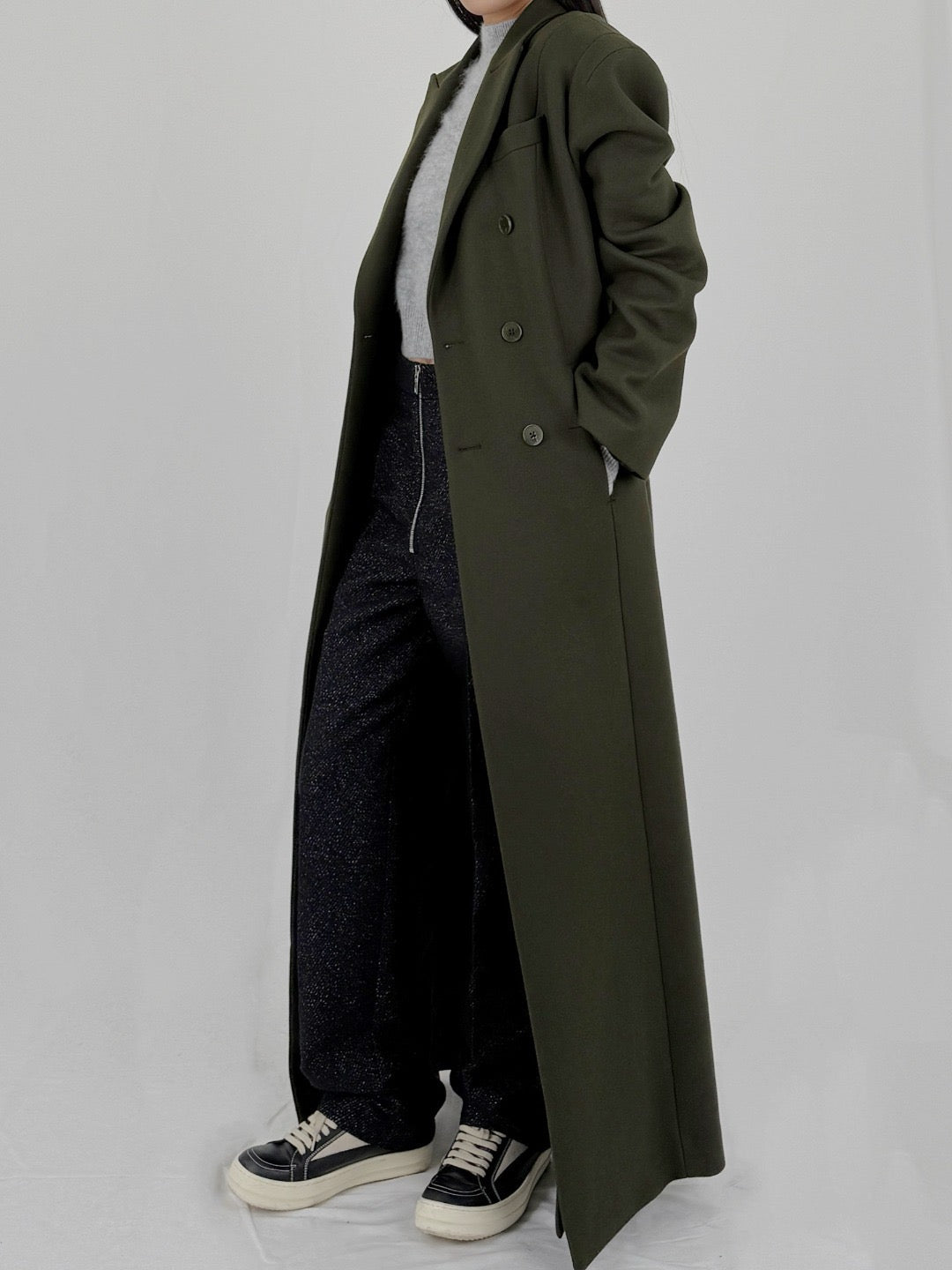 LOUIS GABRIEL NOUCHI - Double Breasted Coat With 6 Buttons - AW25 - ARMY