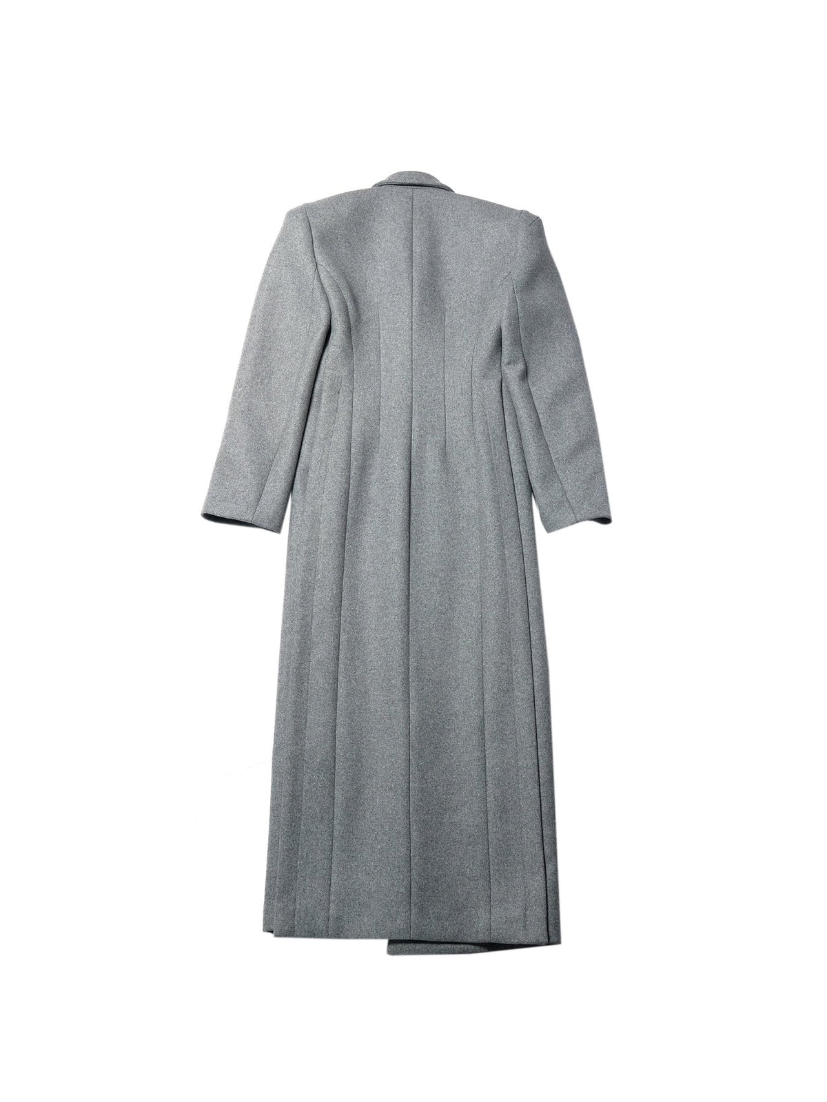 LOUIS GABRIEL NOUCHI Grey Power Shoulder Tailored Wool Coat