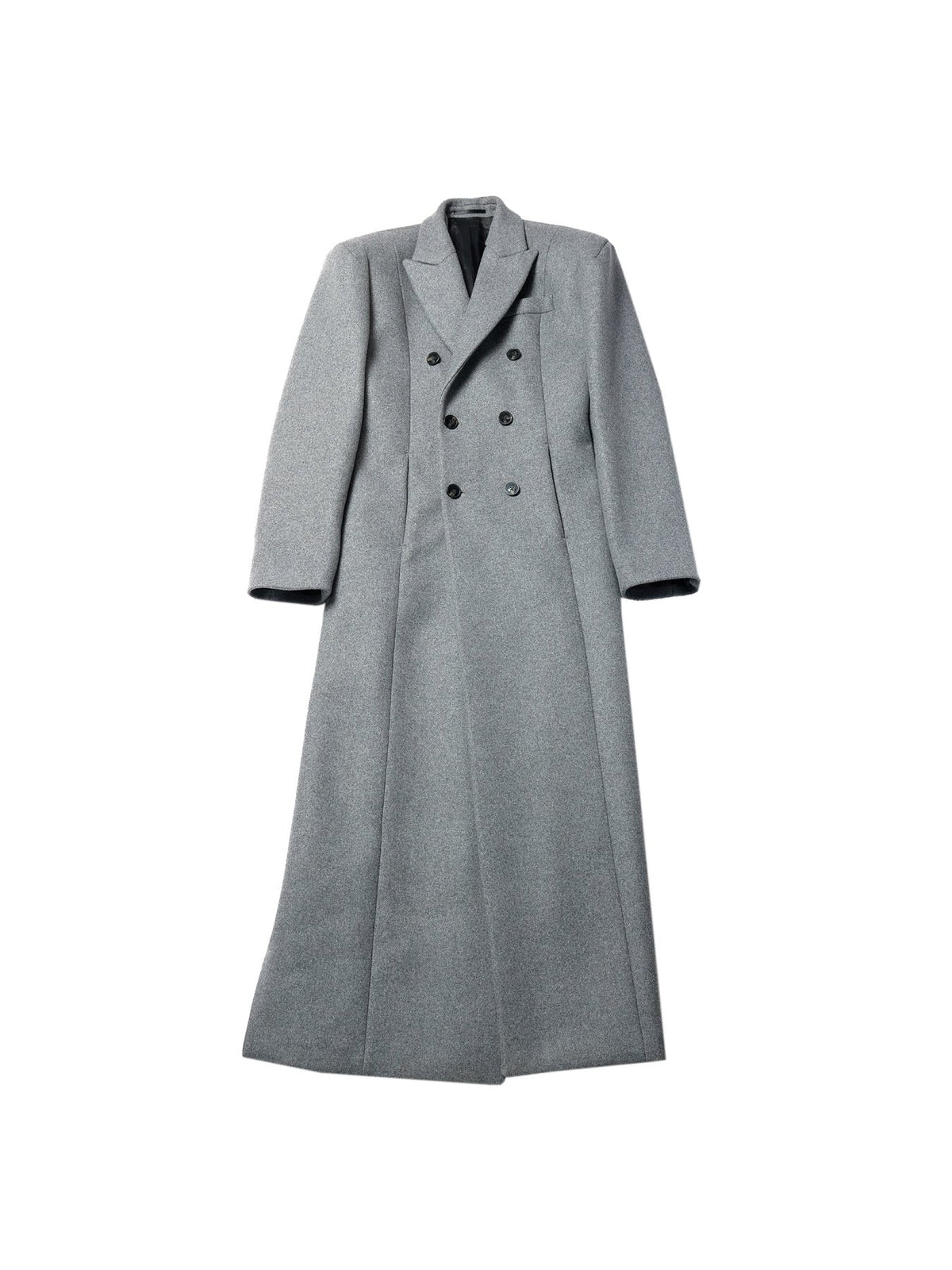 LOUIS GABRIEL NOUCHI Grey Power Shoulder Tailored Wool Coat