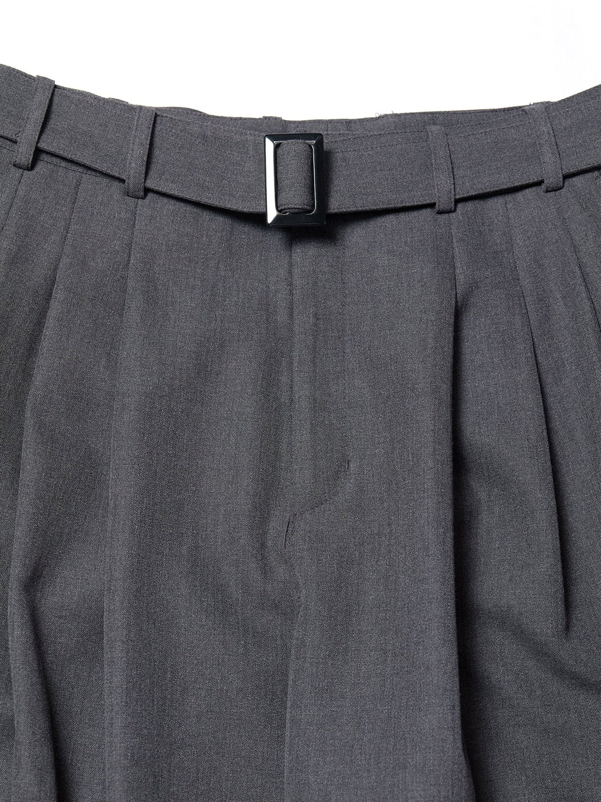 LOUIS GABRIEL NOUCHI Grey Wool Wide Leg Pleated Pants With Belt