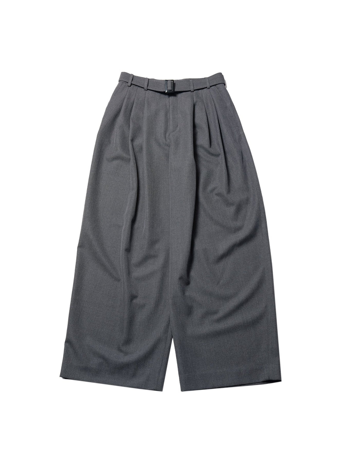 LOUIS GABRIEL NOUCHI Grey Wool Wide Leg Pleated Pants With Belt
