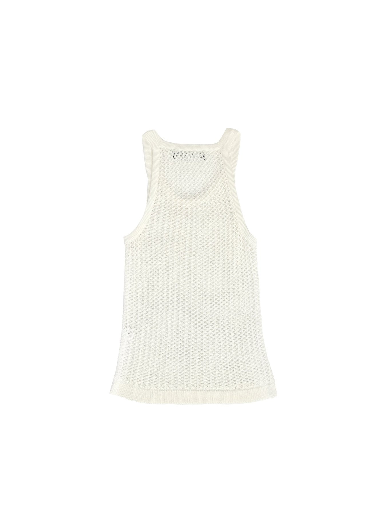 LOUIS GABRIEL NOUCHI Off White Fishnet Knitted Tank Top