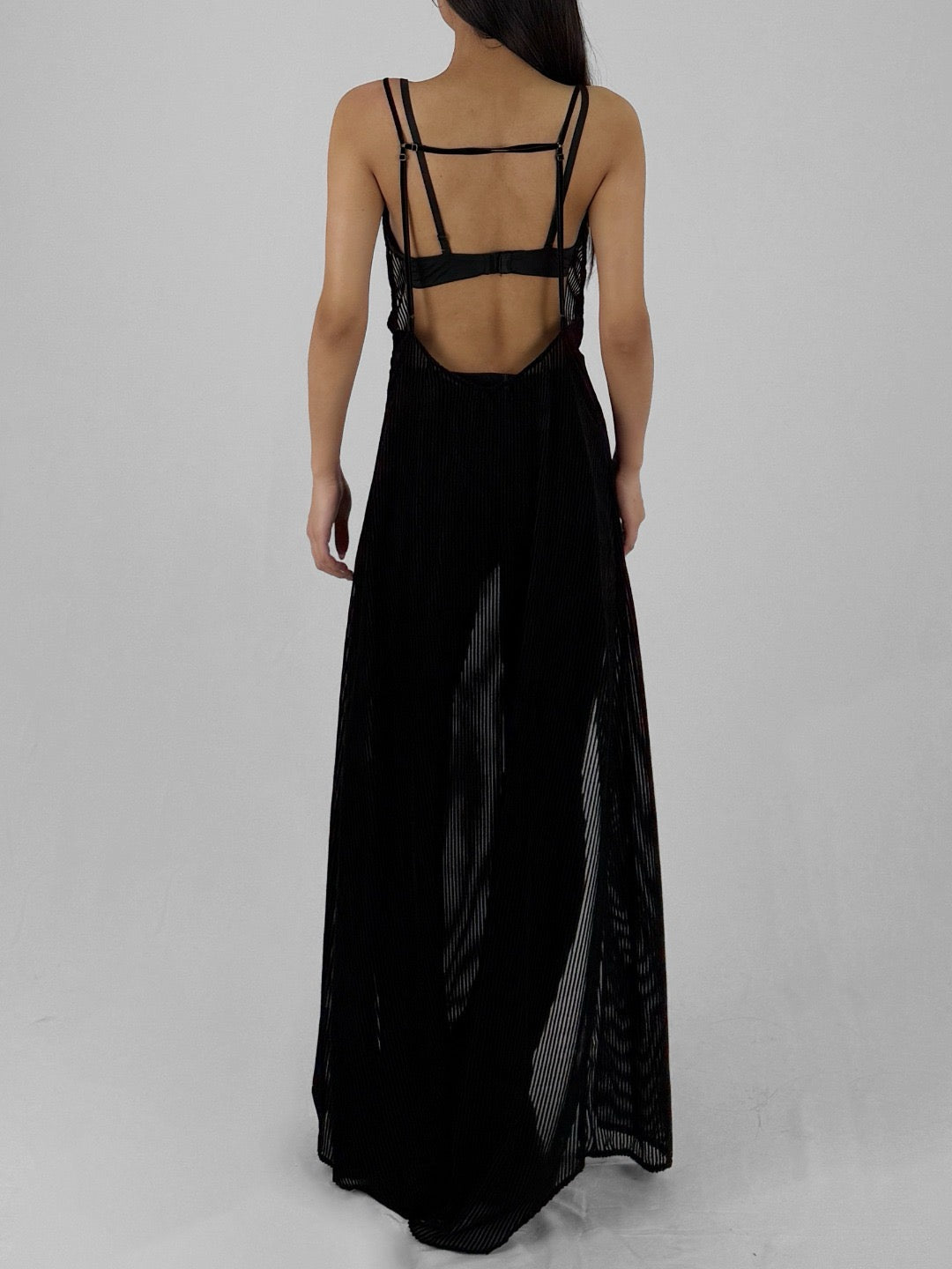 LOUIS GABRIEL NOUCHI - Spaghetti Strap Evening Dress - AW25 - DEVORED STRIPES
