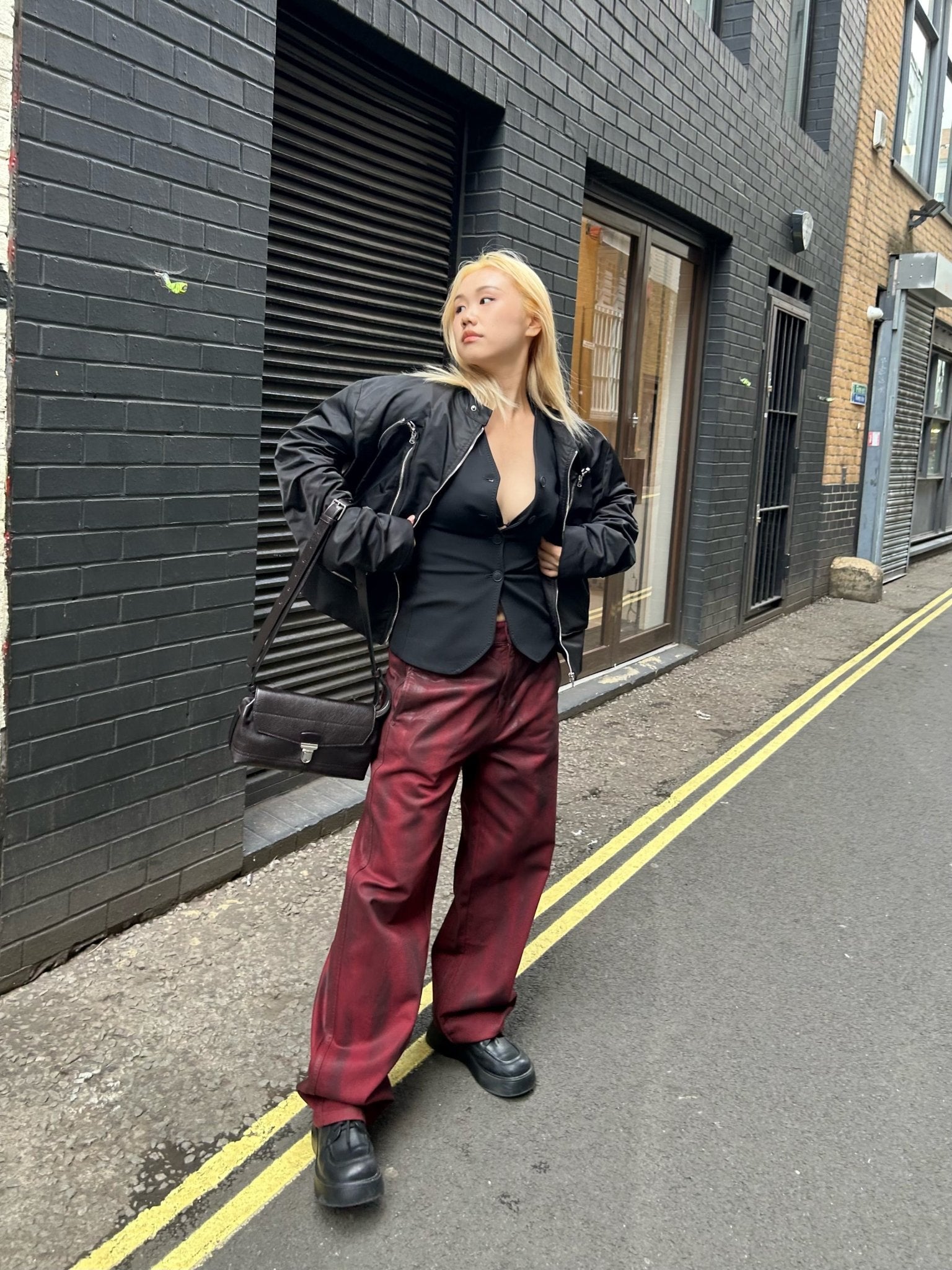 LOUIS GABRIEL NOUCHI - Straight - Leg Denim Trousers - SS25 - DARK RED GLOSSY