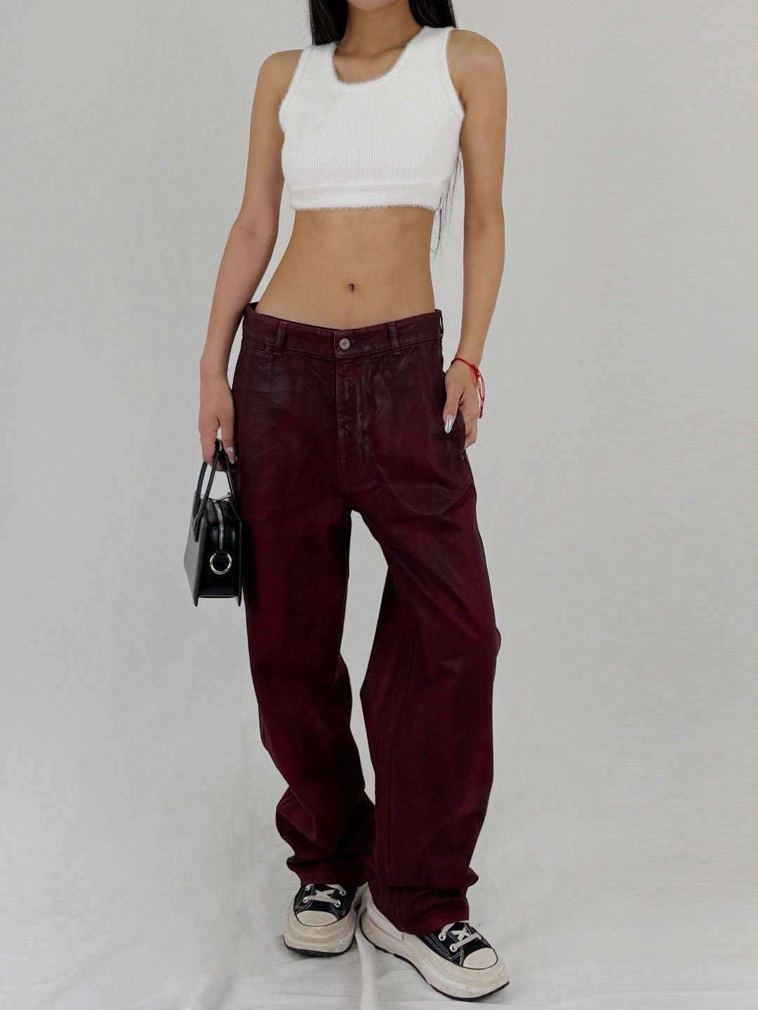 LOUIS GABRIEL NOUCHI - Straight-Leg Denim Trousers - SS25 - DARK RED GLOSSY - MACHINE-A