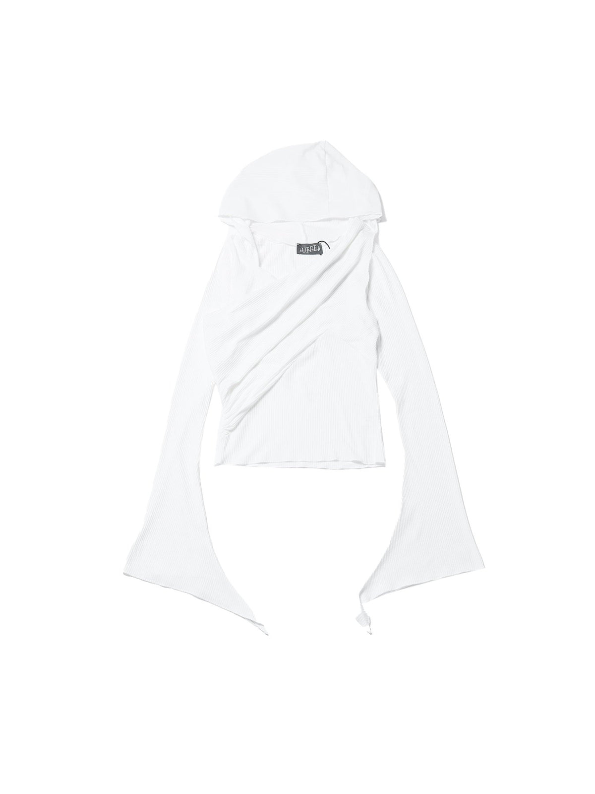 LUEDER Off White Hooded Long Sleeve Top