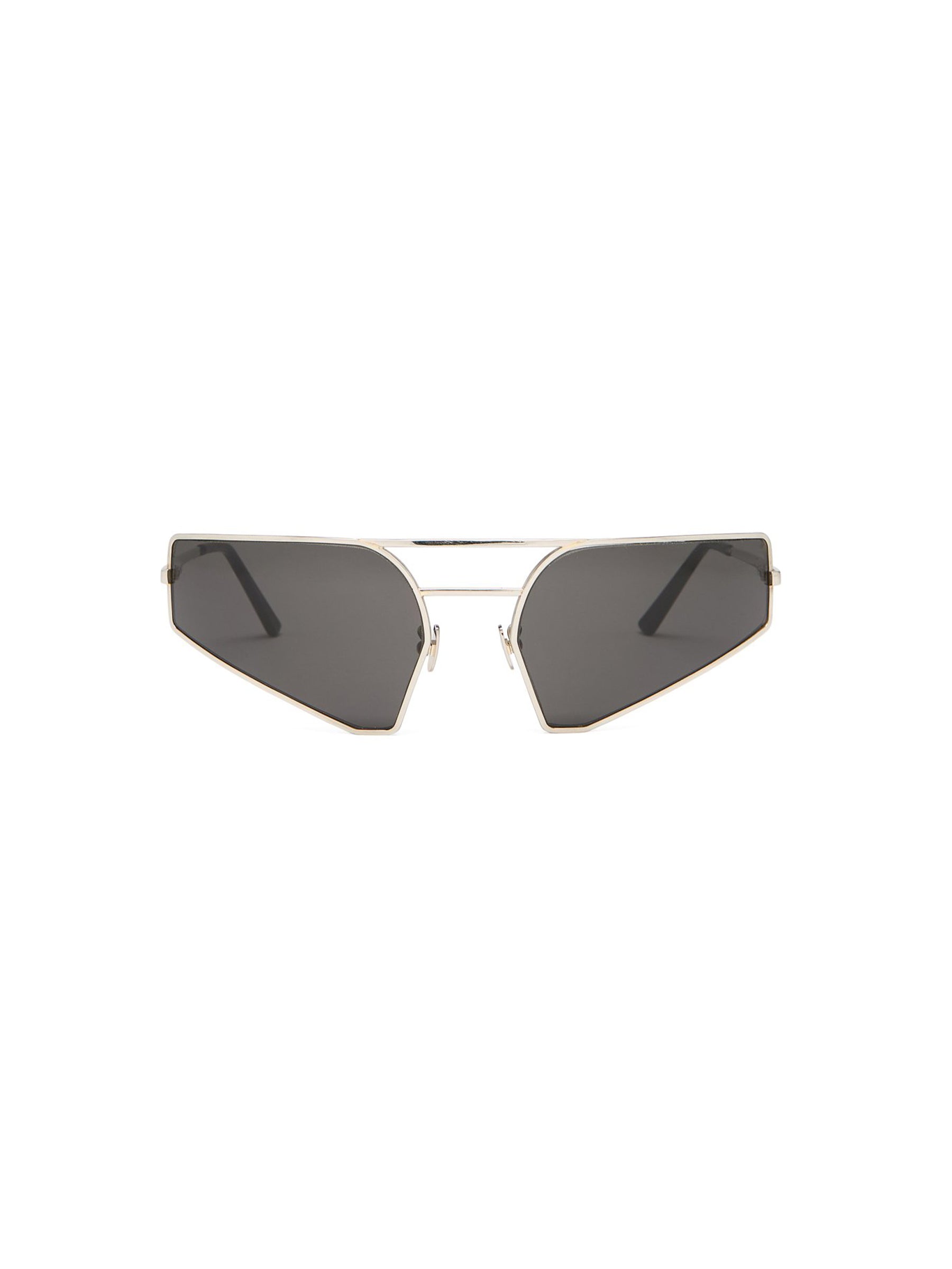 RICK OWENS - Sunglasses Prong - AW25 - 1809 SILVER TEMPLE/BLACK LENS