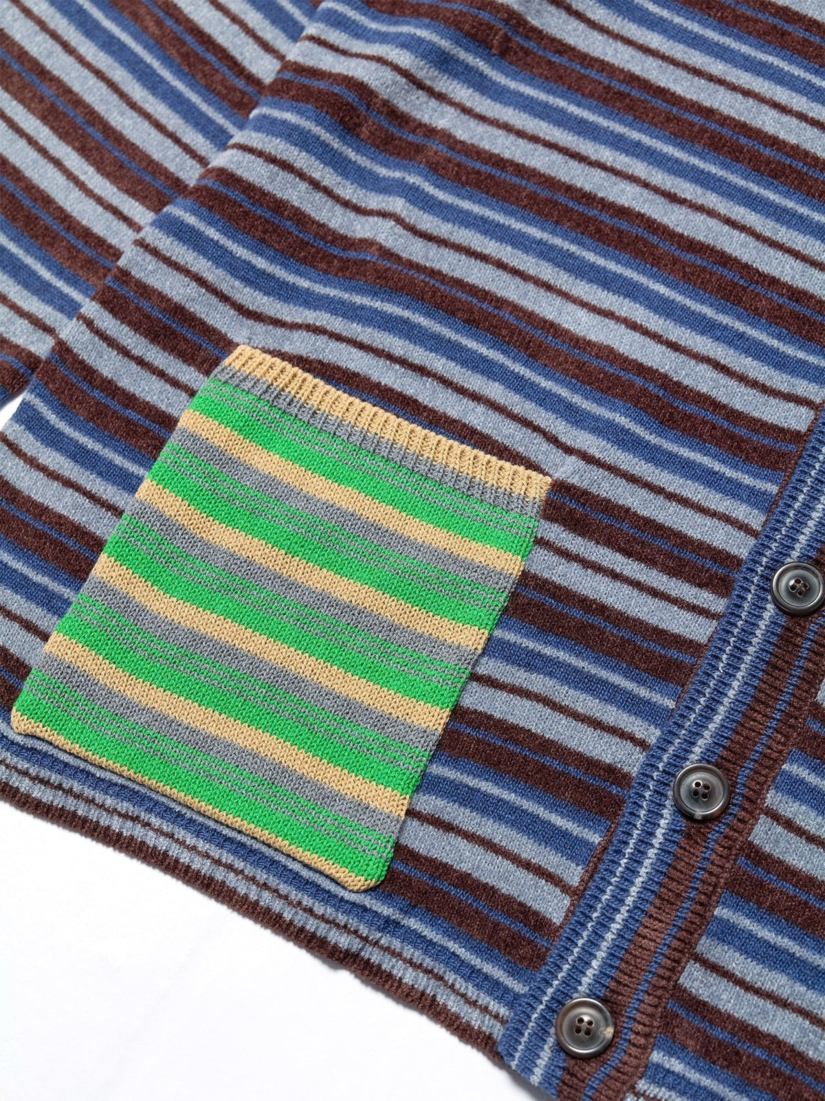 Maison Margiela Blue/grey/brown/green/mustard Striped Knit Cardigan