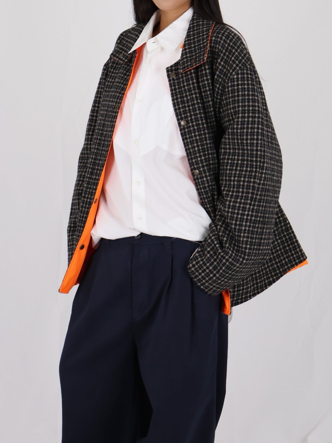 MAISON MARGIELA - Sports Jacket - AW25 - Orange Fluo/Black Check