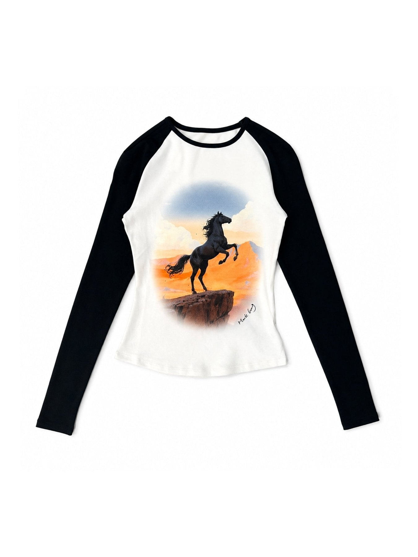 Mark Gong White Retro Print Raglan Long Sleeve Top