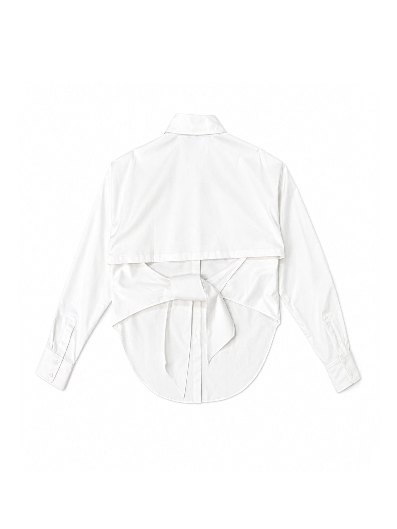 Mark Gong White Tie Back Shirt With Metallic Pointed Collar