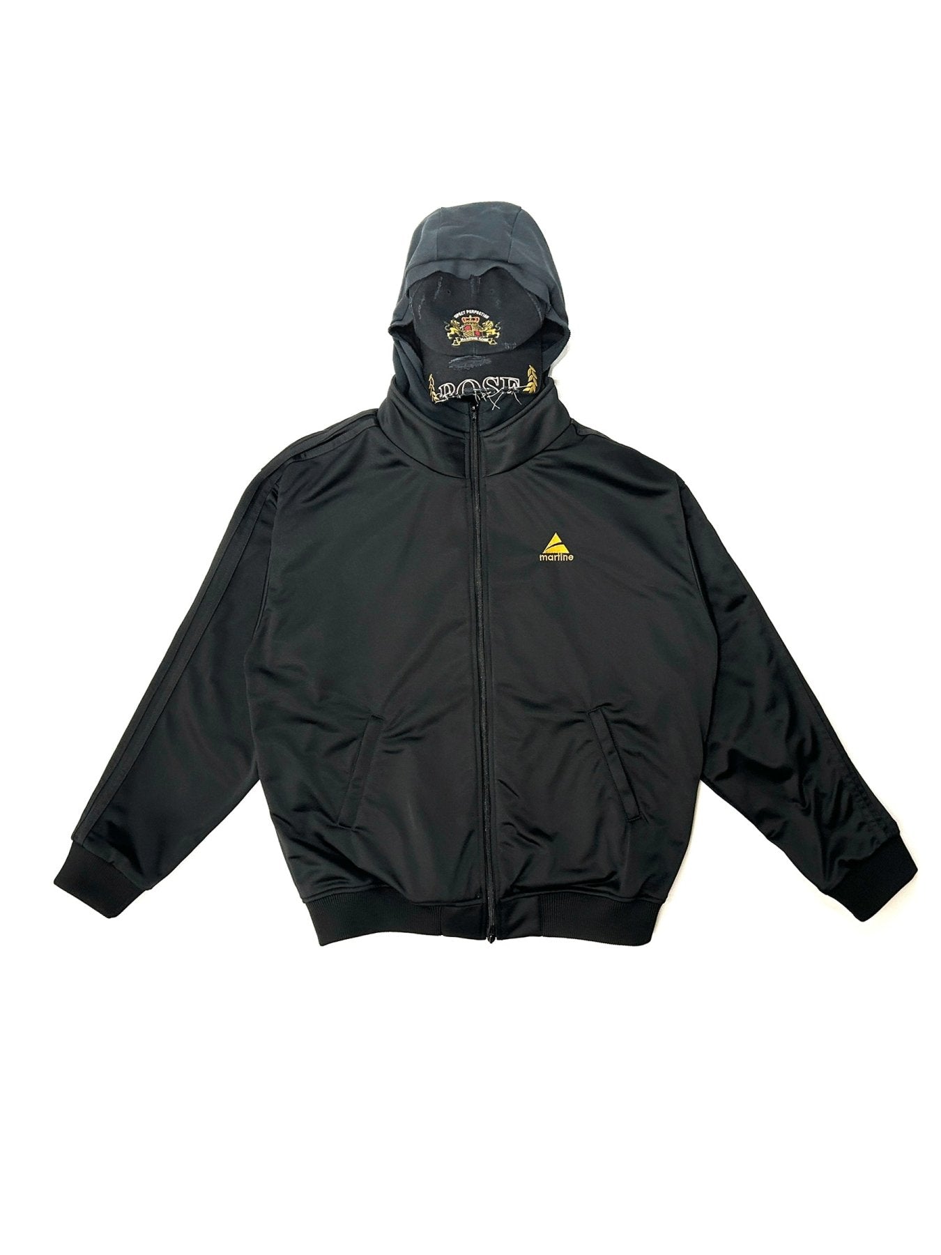 MARTINE ROSE Black Hood Cap Track Jacket