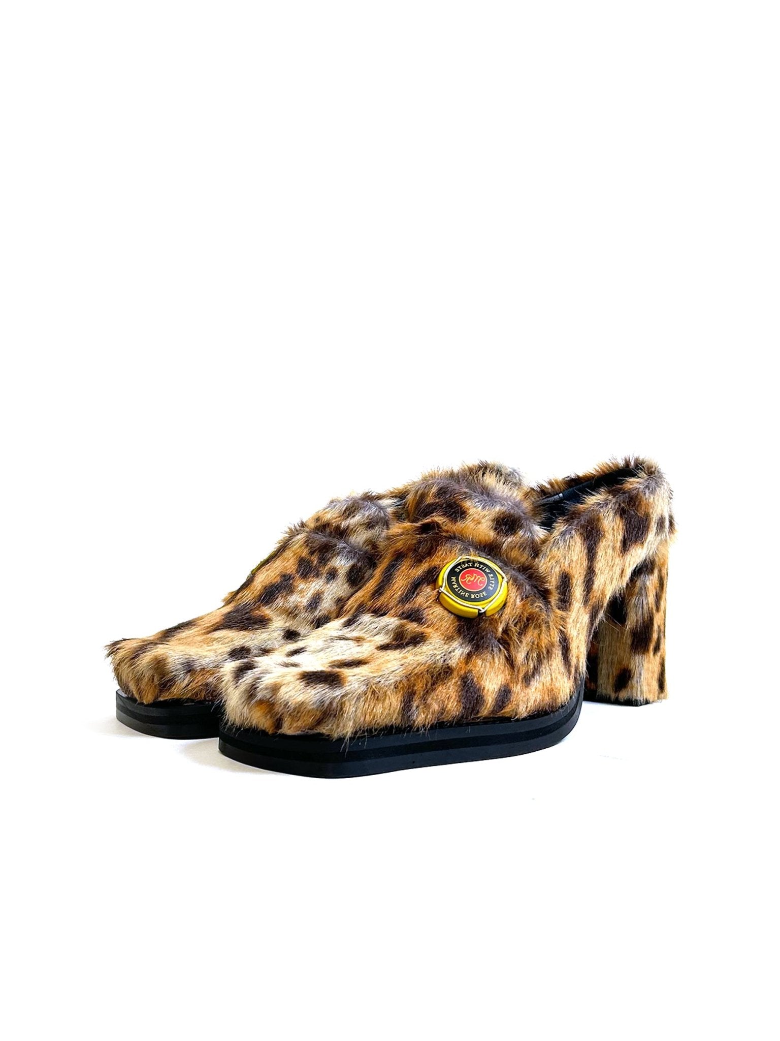 MARTINE ROSE - Champagne Cap Square Toe Heel - AW25 - BROWN CHEETAH