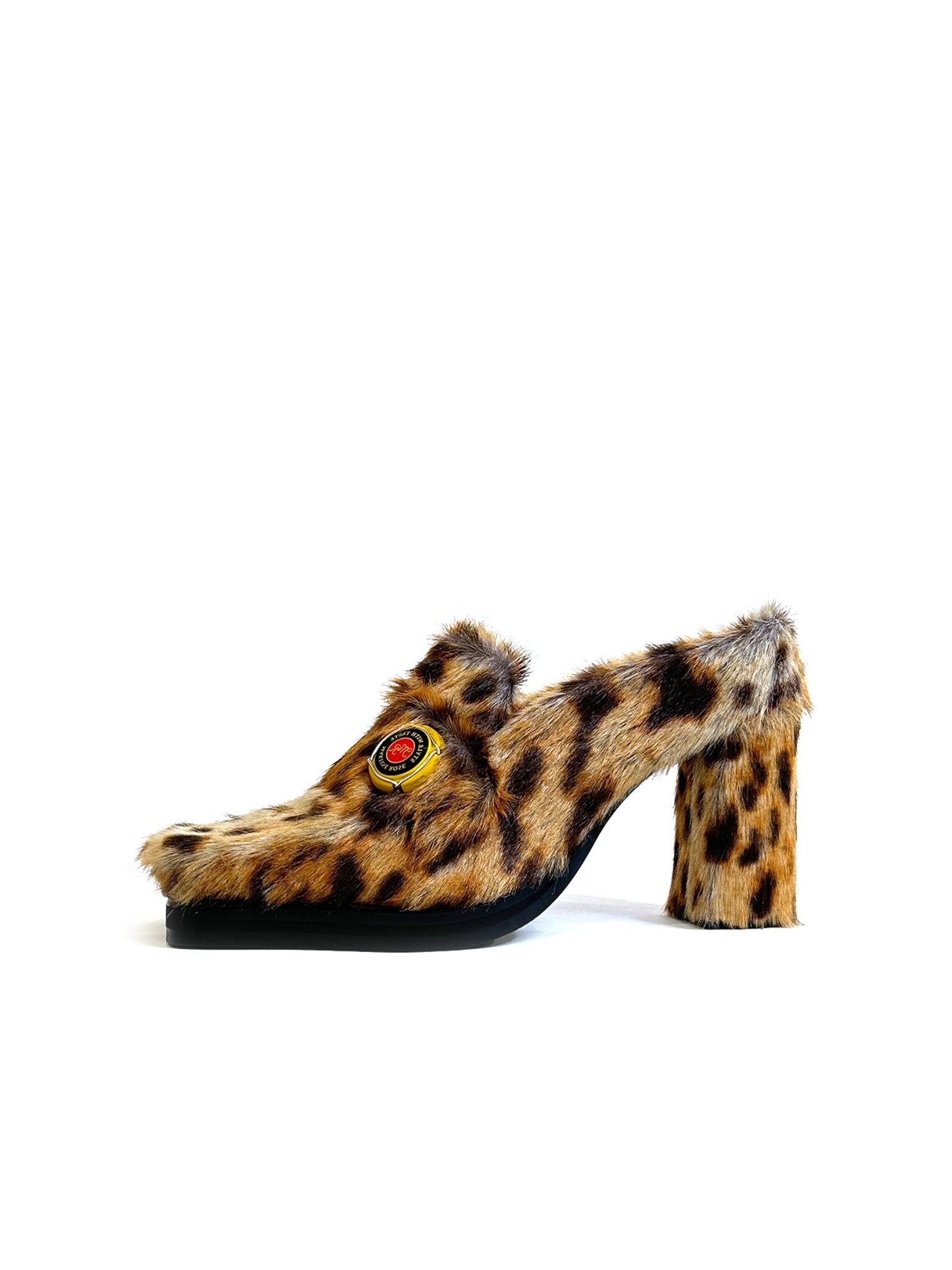 MARTINE ROSE - Champagne Cap Square Toe Heel - AW25 - BROWN CHEETAH