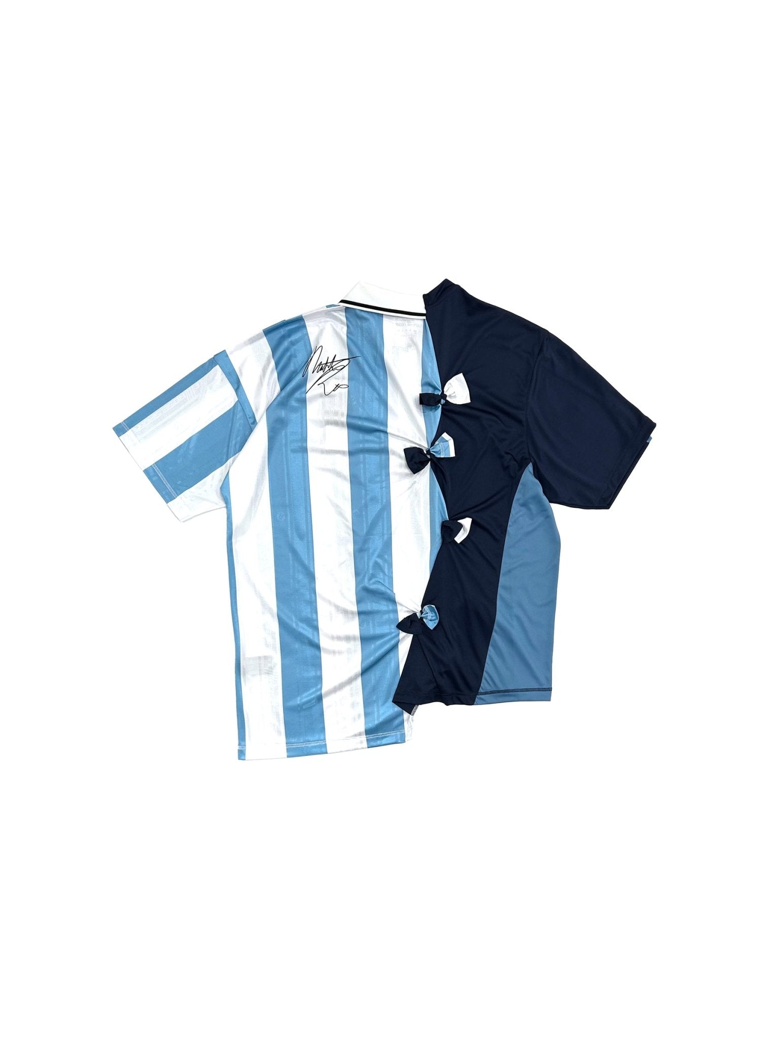 MARTINE ROSE - Collage Football Top - AW25 - BLUE STRIPE