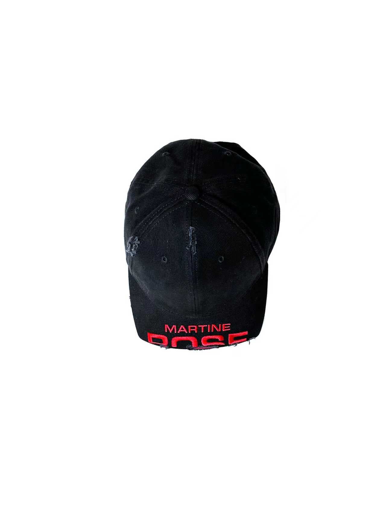 MARTINE ROSE - Cut Peak Cap - AW25 - BLACK WASHED | MACHINE-A