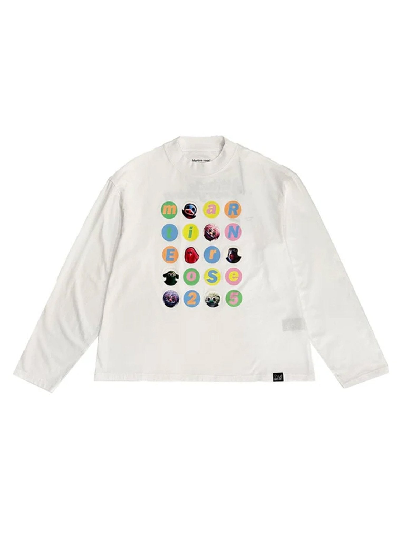 MARTINE ROSE - Funnel Neck L/S T-Shirt - AW25 - WHITE FUZZY BALLS