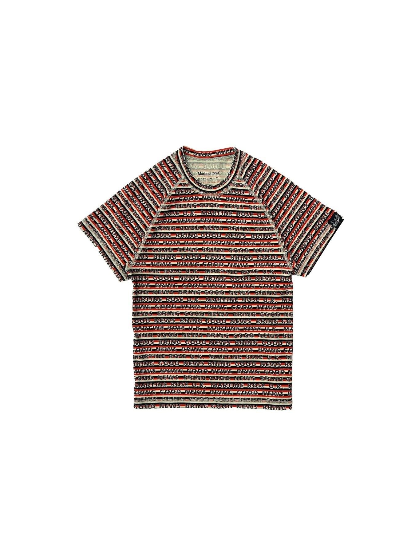 MARTINE ROSE Red Raglan Shrunken T Shirt