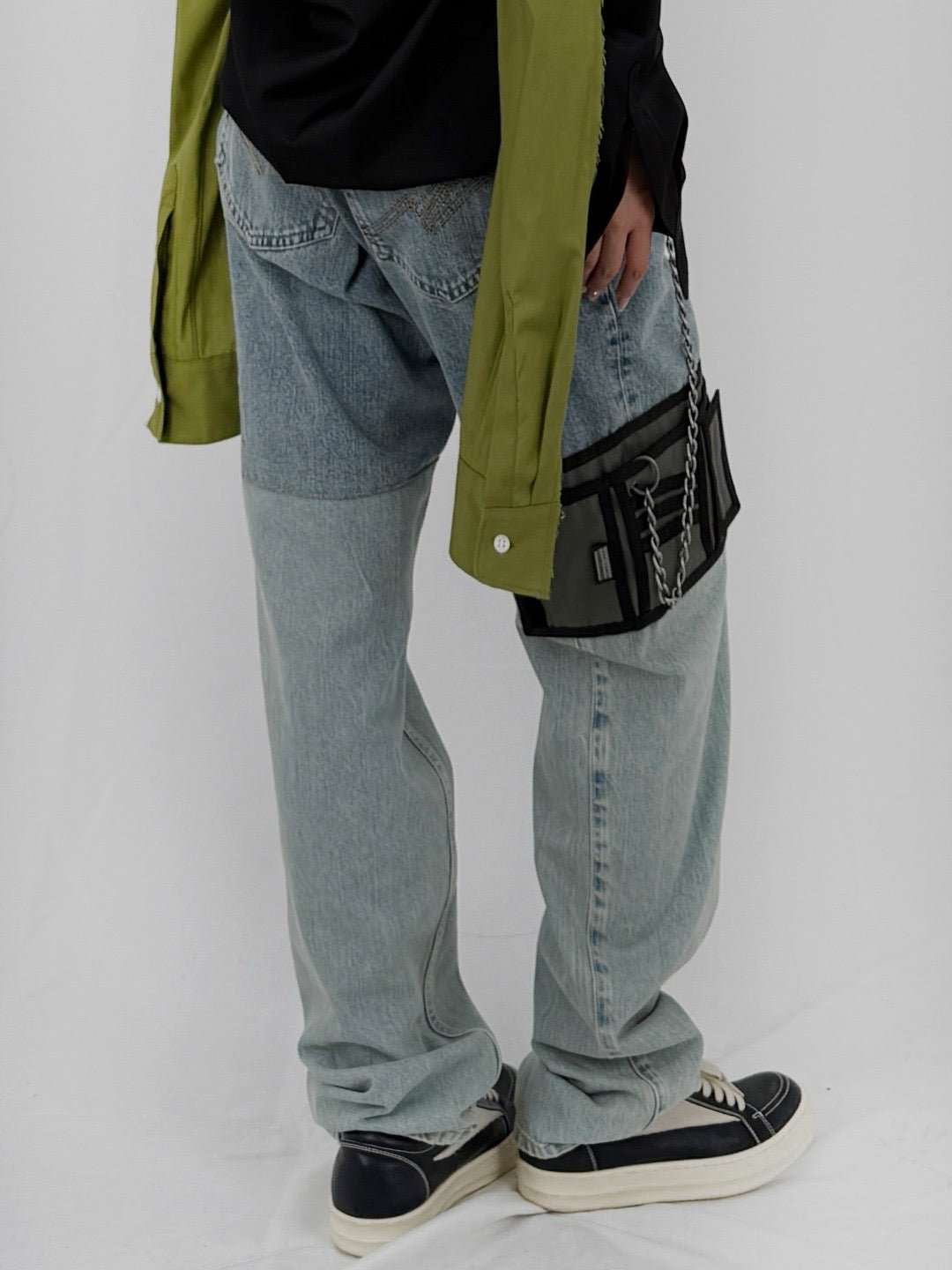 MARTINE ROSE - Wallet Jean - AW25 - BLUE PATCHWORK WASH