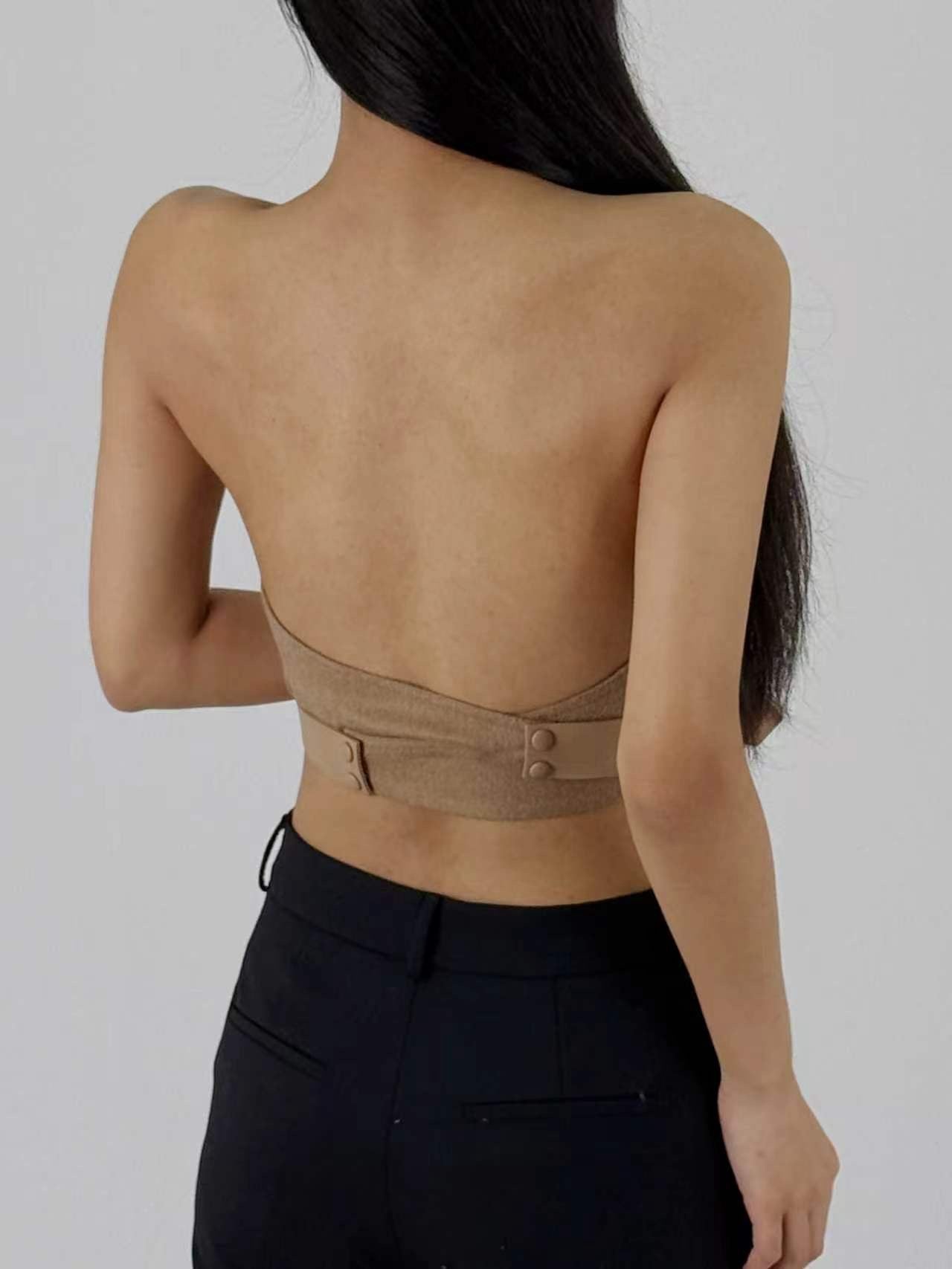 Max Mara Brown Flipper Strapless Crop Top