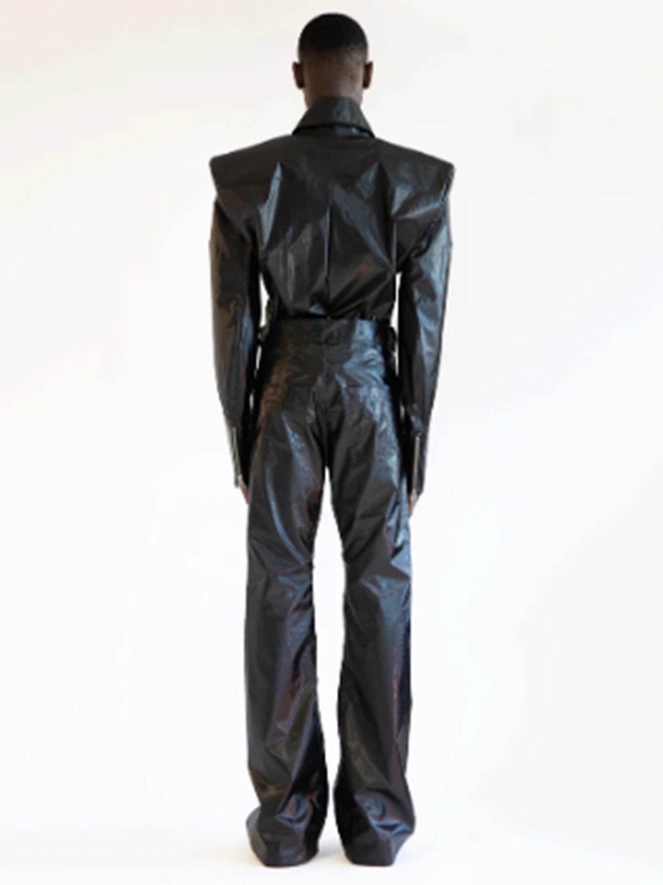 MAXIMILIAN RAYNOR - The Liquid Trousers - SS25 The Liquid Trousers Black coated cotton wet-look