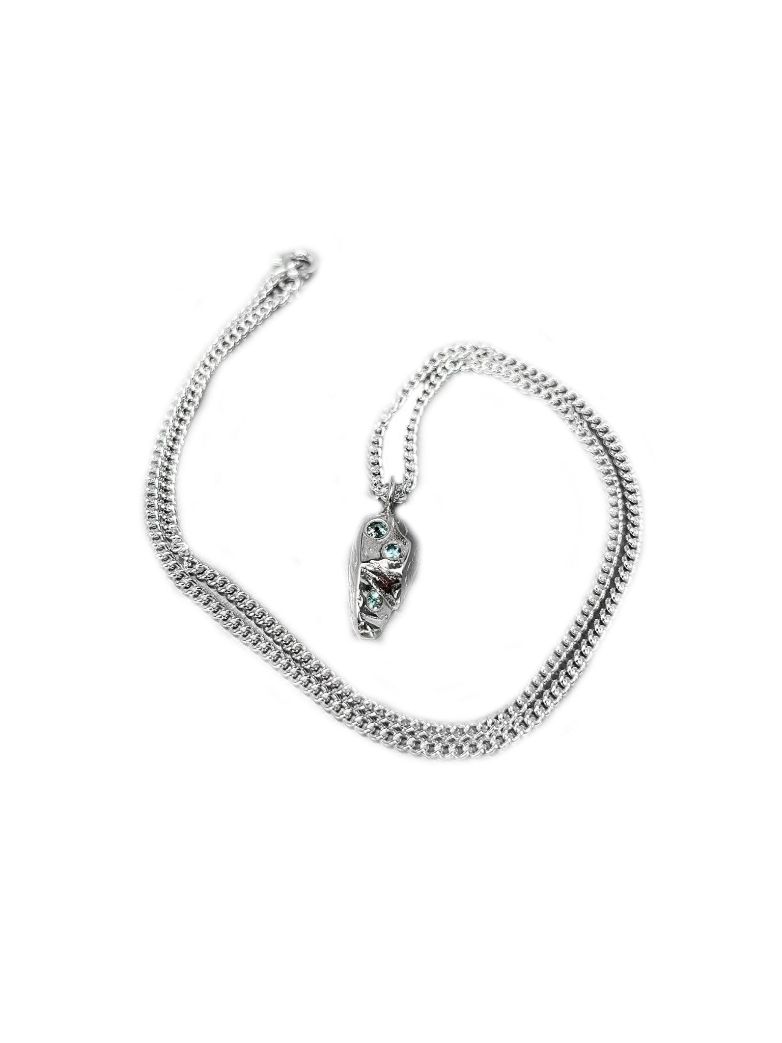 OCTI Silver Sapphire Rock Pendant Necklace