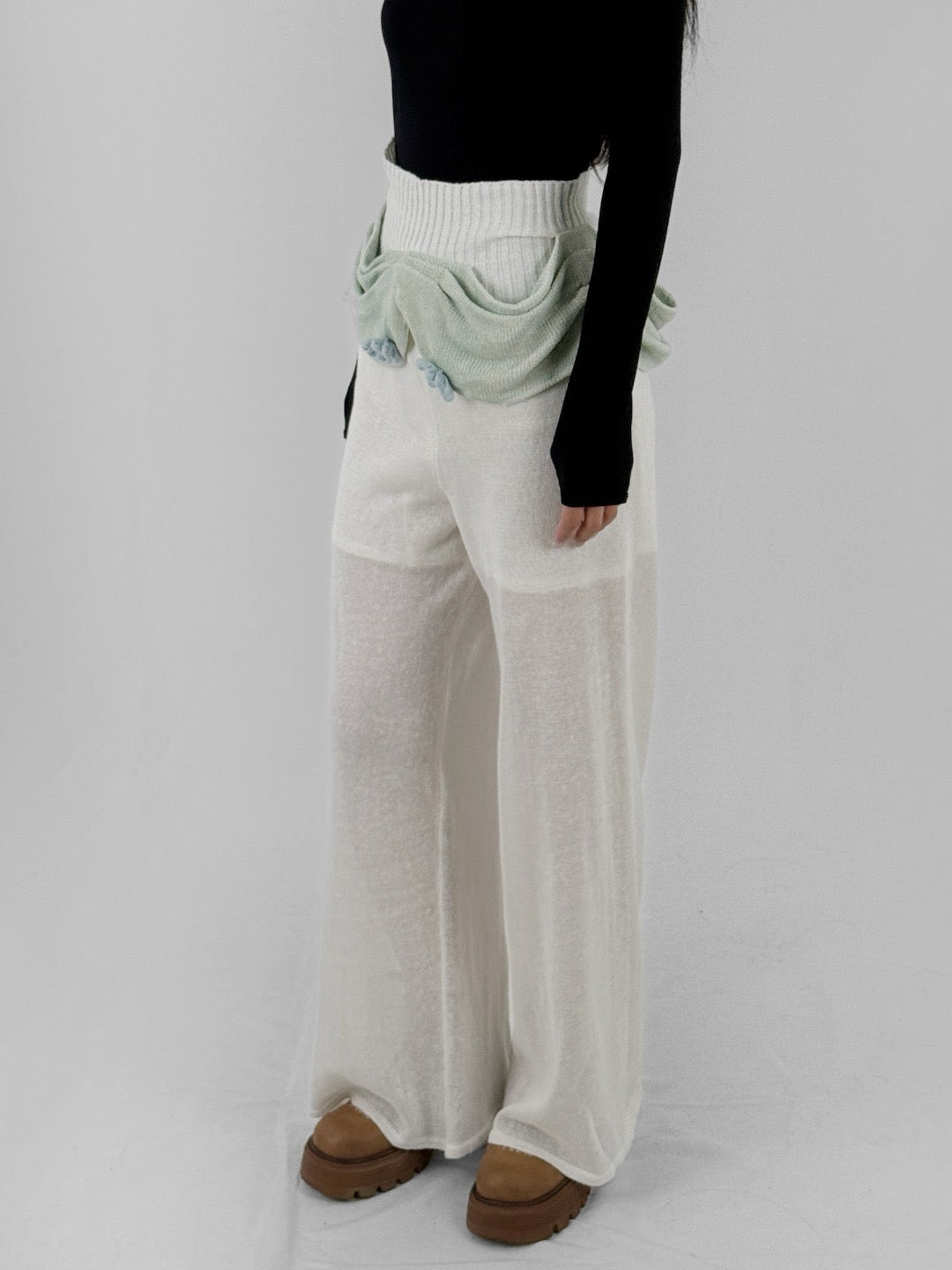 OLIVIA RUBENS Cream Mantua Hip Wide Leg Trouser