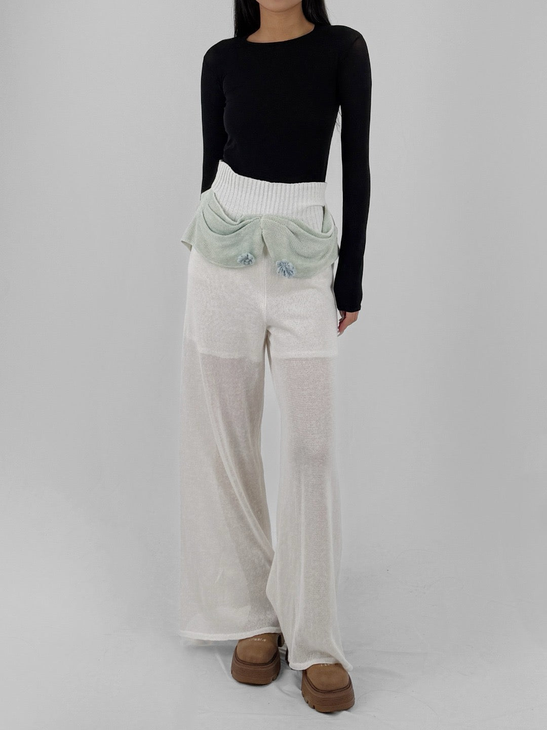 OLIVIA RUBENS Cream Mantua Hip Wide Leg Trouser
