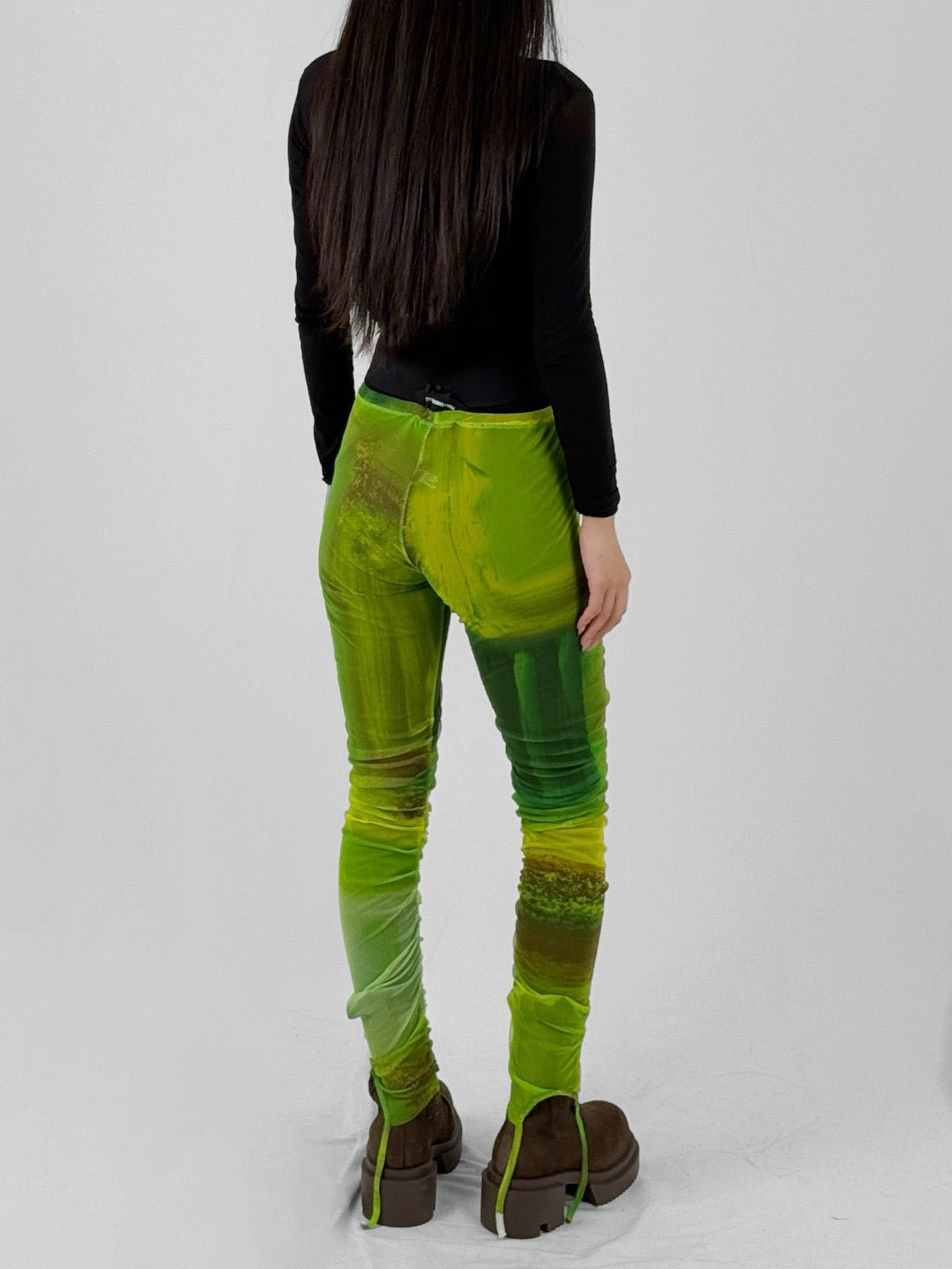 PAULA CANOVAS DEL VAS Acid Green Mesh Leggins Pantyhose