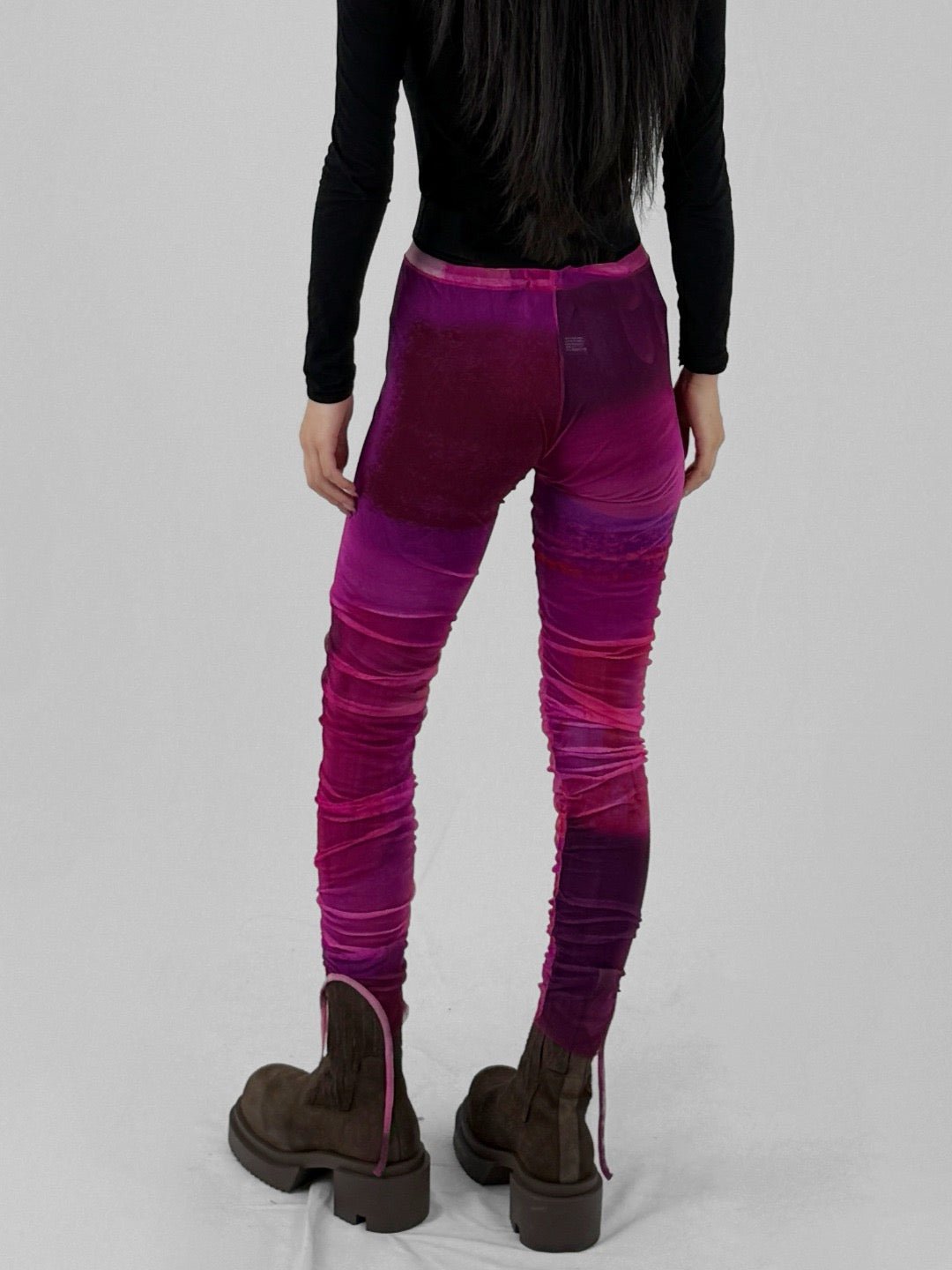 PAULA CANOVAS DEL VAS Fuchsia Mesh Leggins Pantyhose