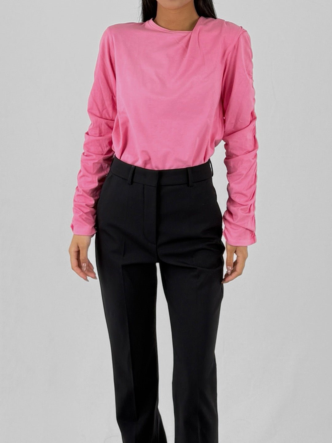 PER GOTESSON Pink Shoulder Gather Long Sleeve Shirts