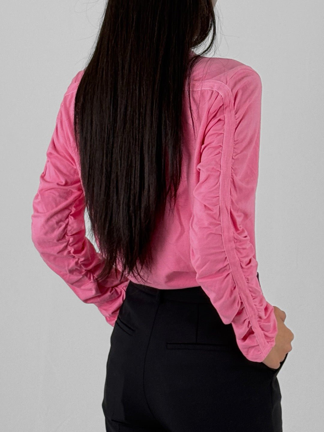 PER GOTESSON Pink Shoulder Gather Long Sleeve Shirts