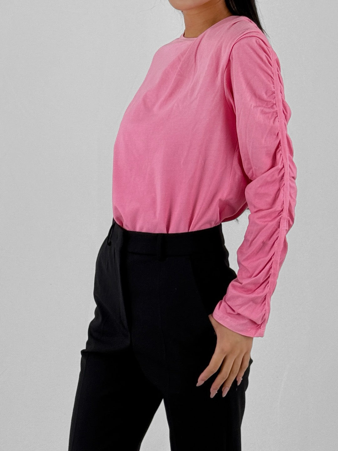 PER GOTESSON Pink Shoulder Gather Long Sleeve Shirts