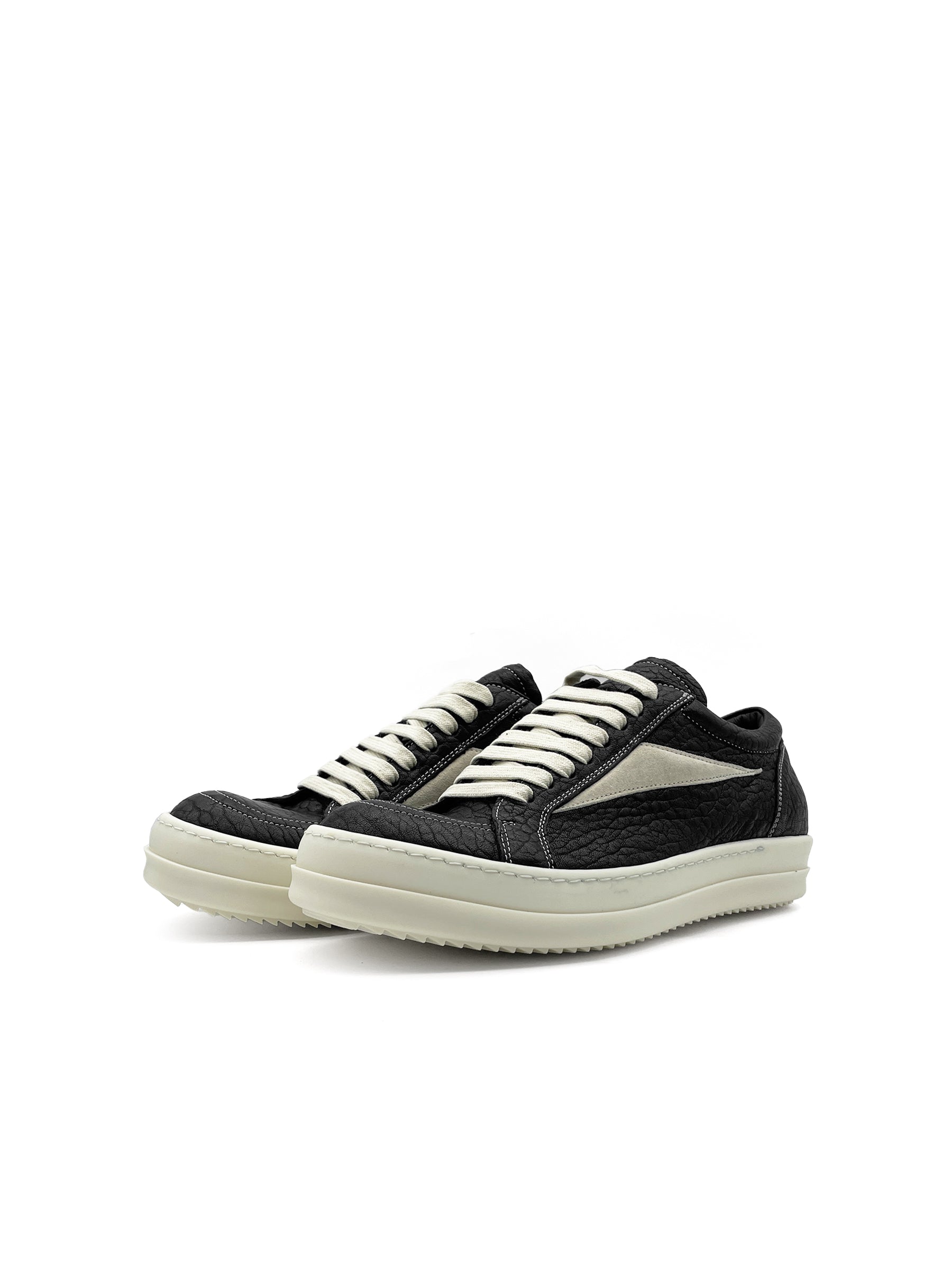 Rick Owens Black/Milk/Milk Leather Shoes - Vintage Sneaks