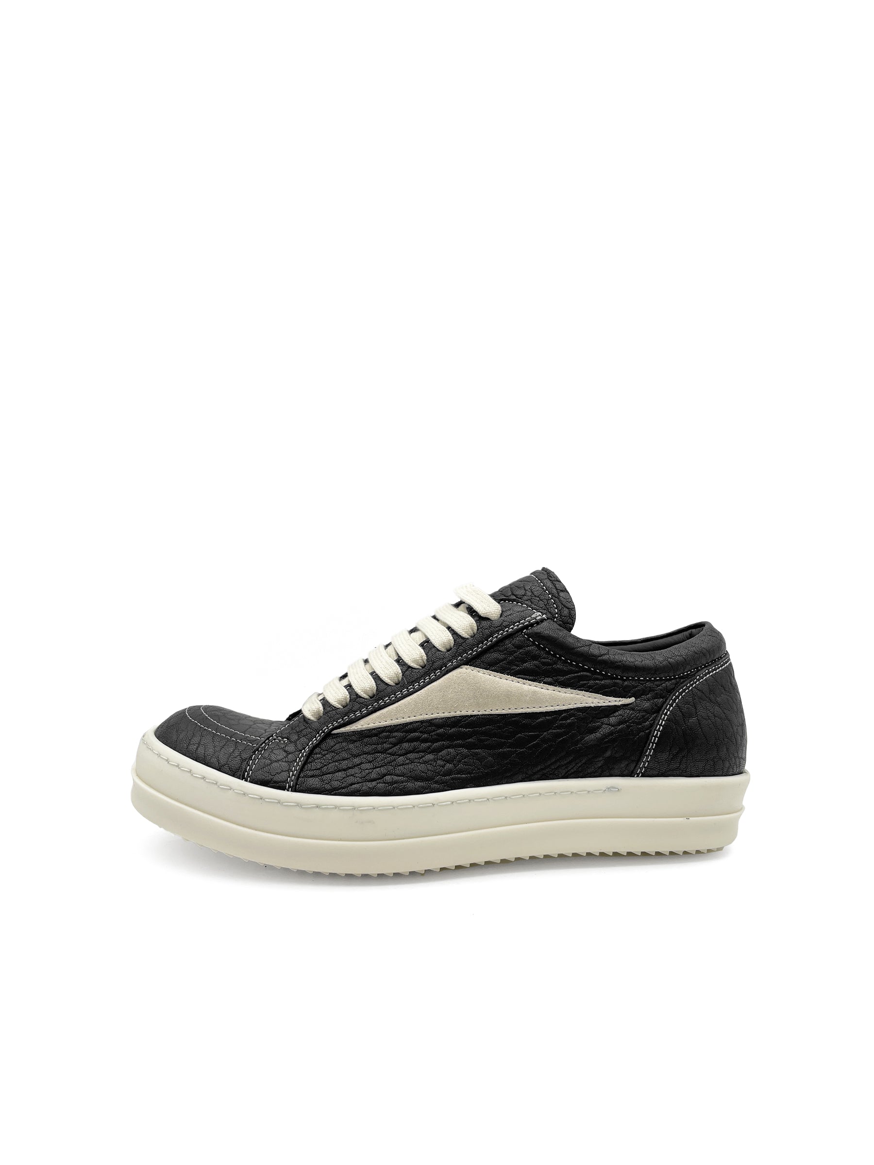 Rick Owens Black/Milk/Milk Leather Shoes - Vintage Sneaks